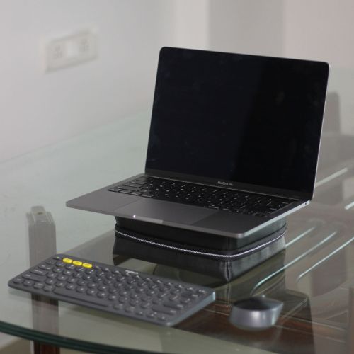 Fitizen Black Vegan Leather Laptop Stand Cum Riser Organiser