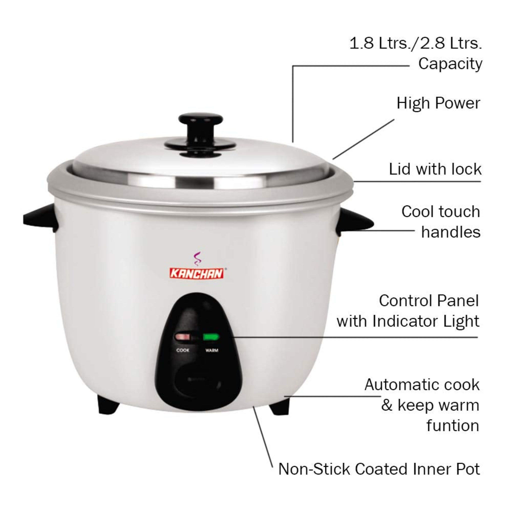 KANCHAN Desire Rice Cooker (Double Bowl) 2.8 Ltr Rice Cooker