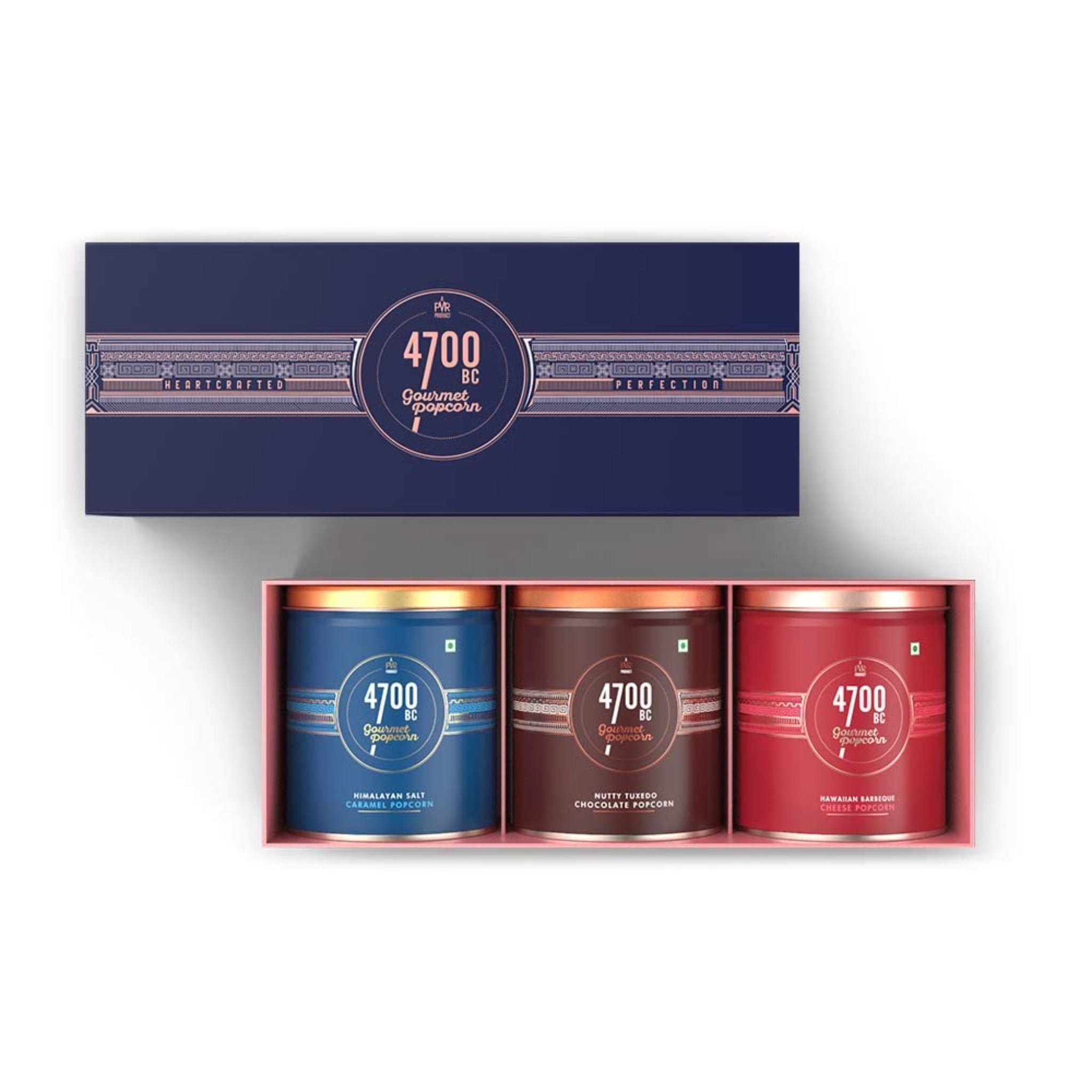 Nutty Tuxedo Chocolate Popcorn, Hawaiian Barbeque Cheese Popcorn &Himalayan Salt Caramel Popcorn (Gift Box, 3 Tins)