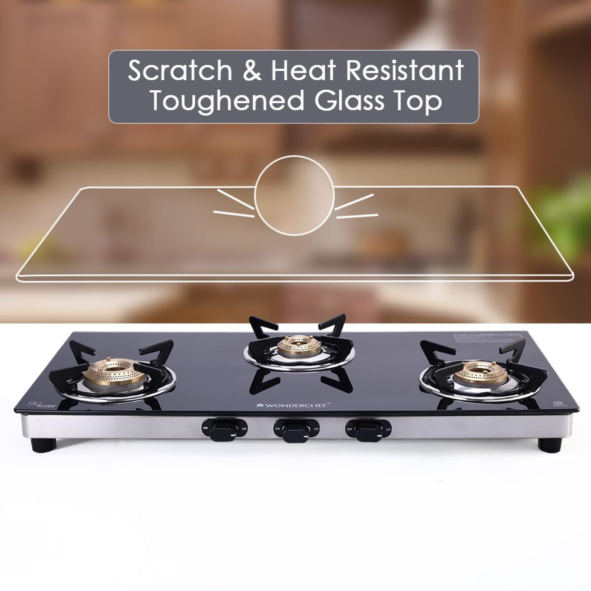 Wonderchef Duralife Slim Glass Cooktop 3 Burner