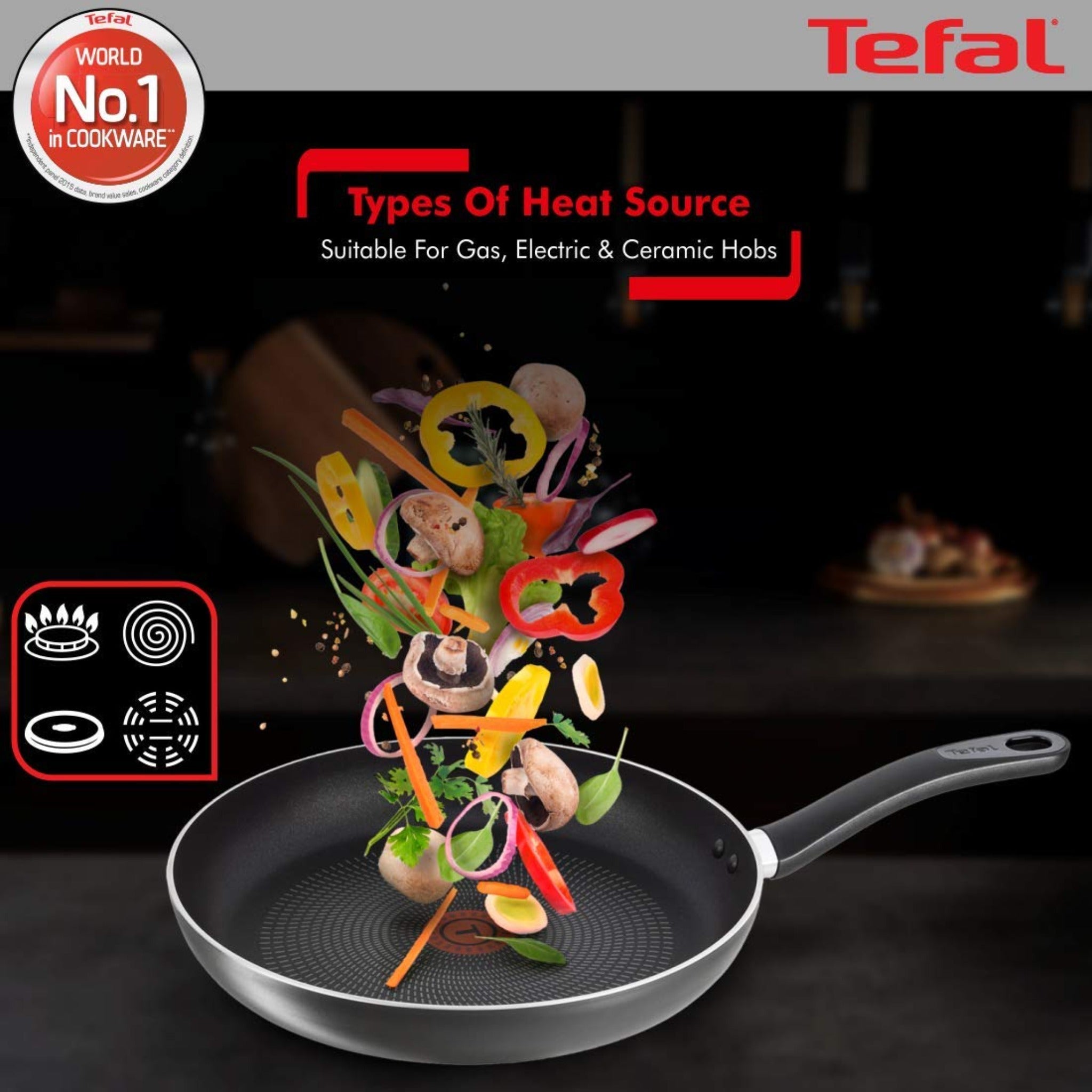 Tefal Fry Pan 28 Cm Greyish Black Delicia