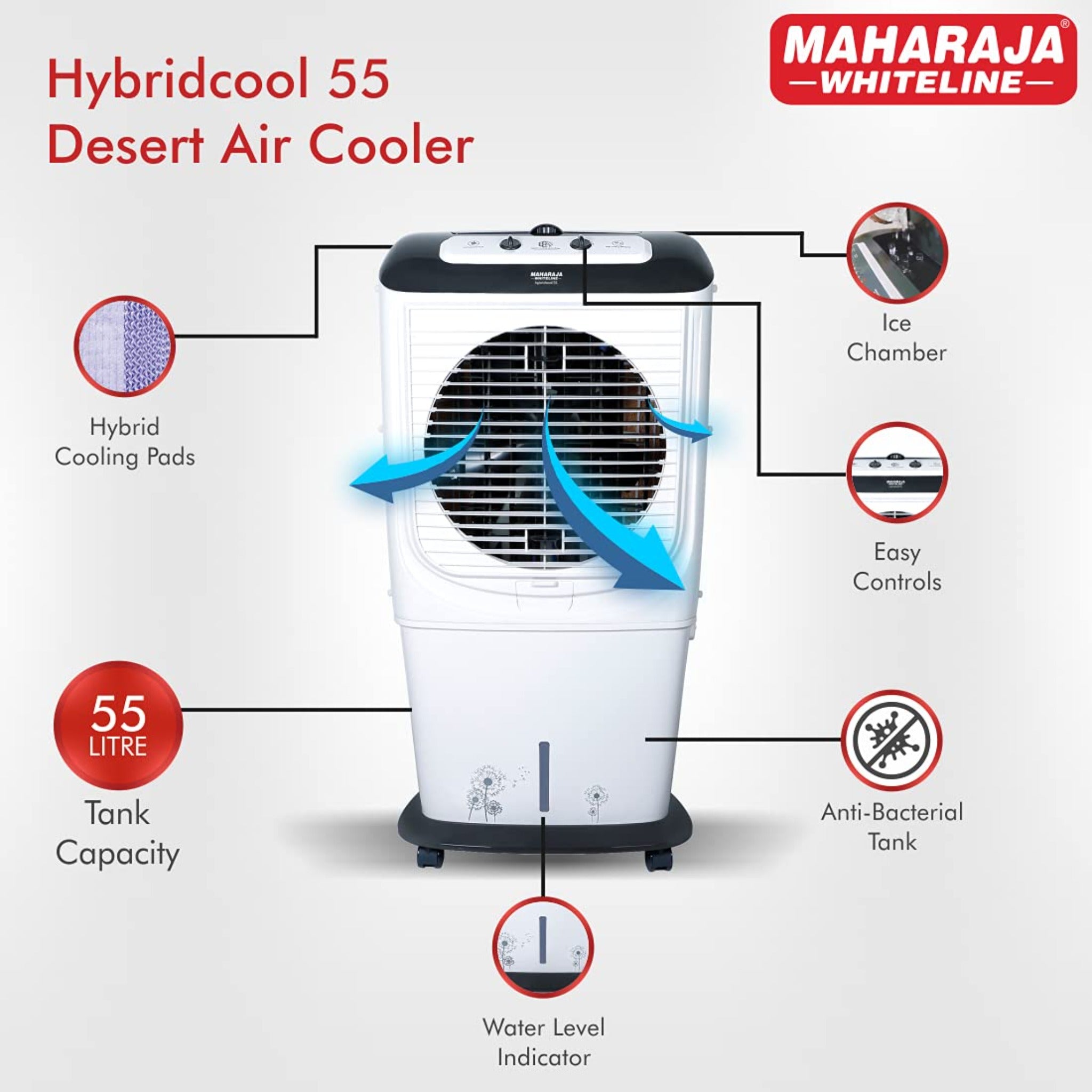 Maharaja Air Cooler Hybridcool 55 Ltr Remote