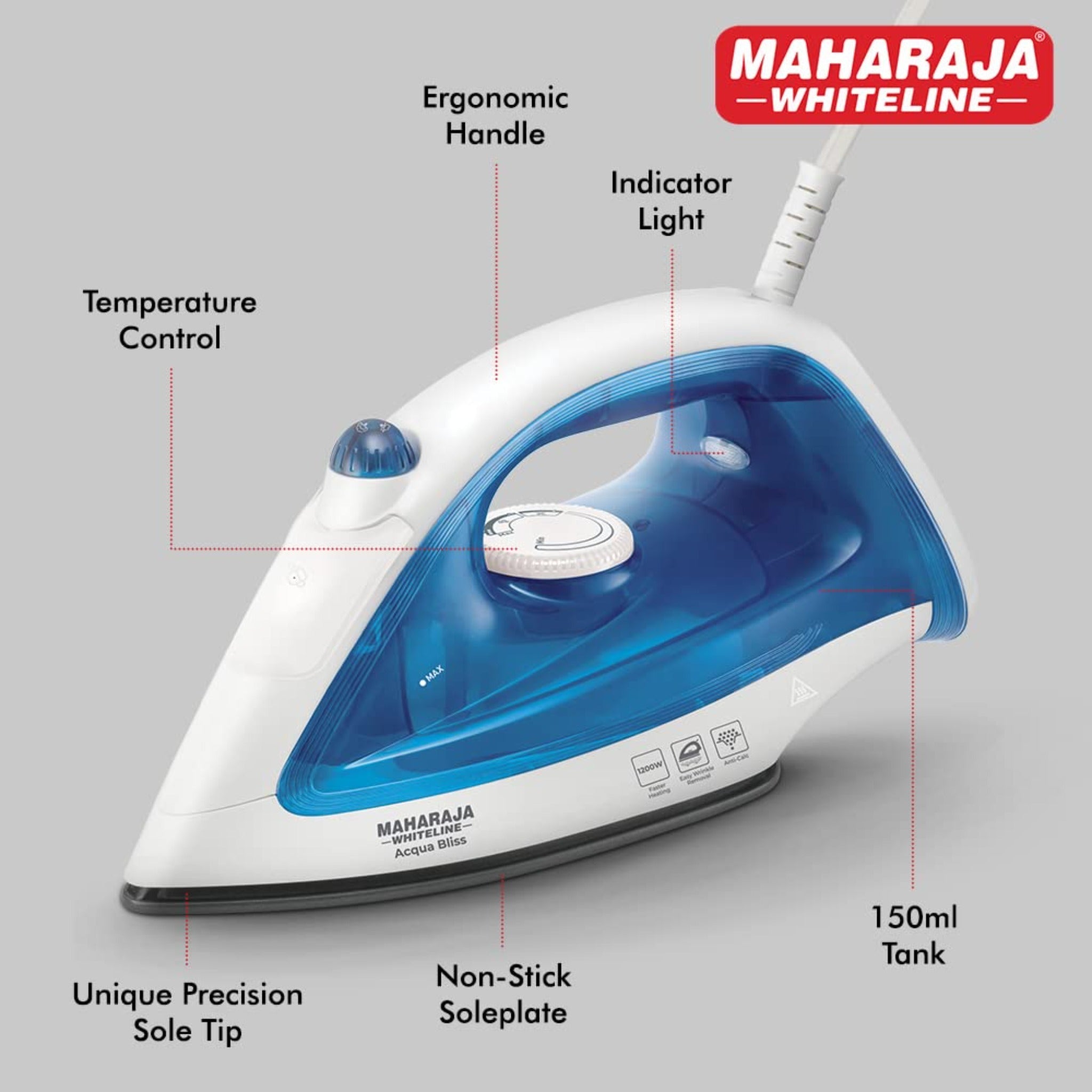 Maharaja Steam Iron Acqua Bliss