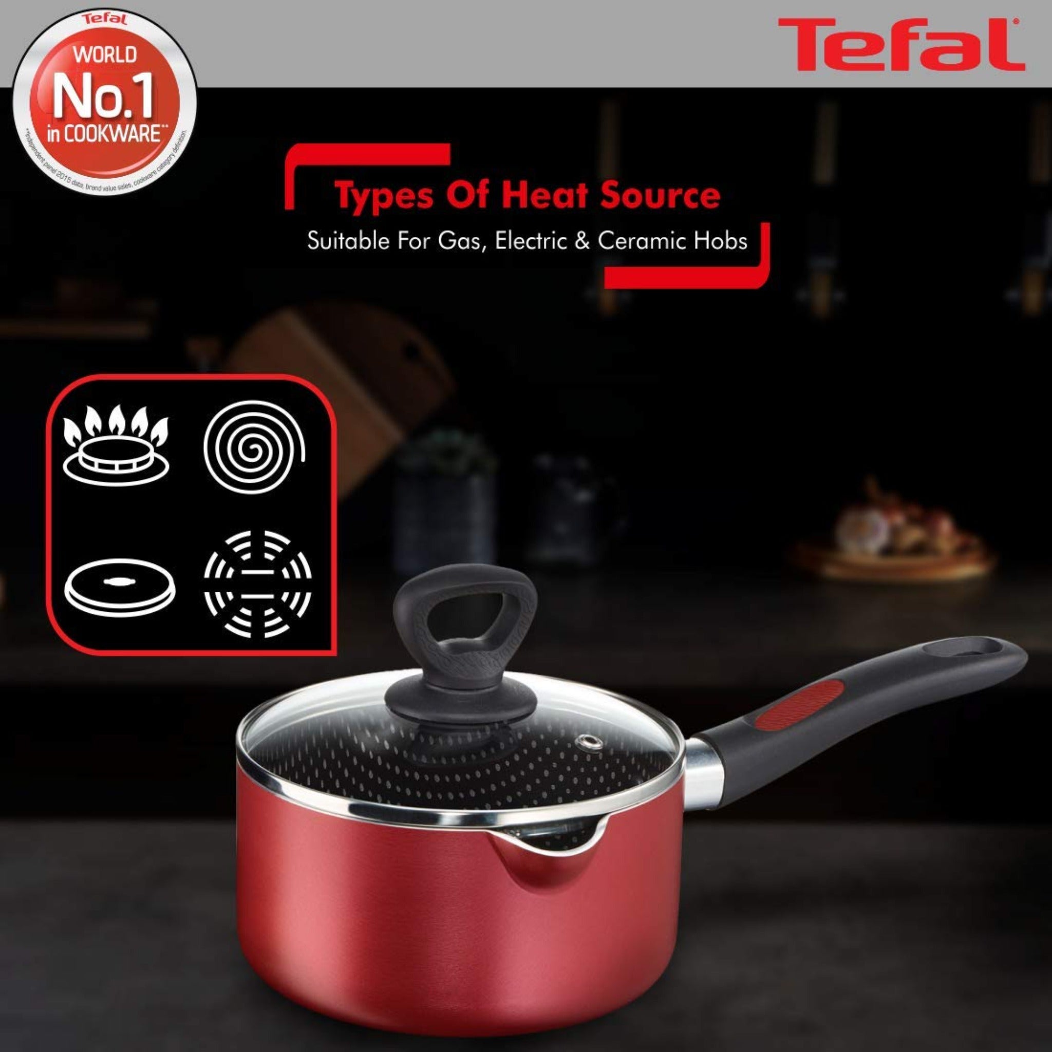 Tefal Sauce Pan 16 Cm G Lid Rio Red Simply Chef