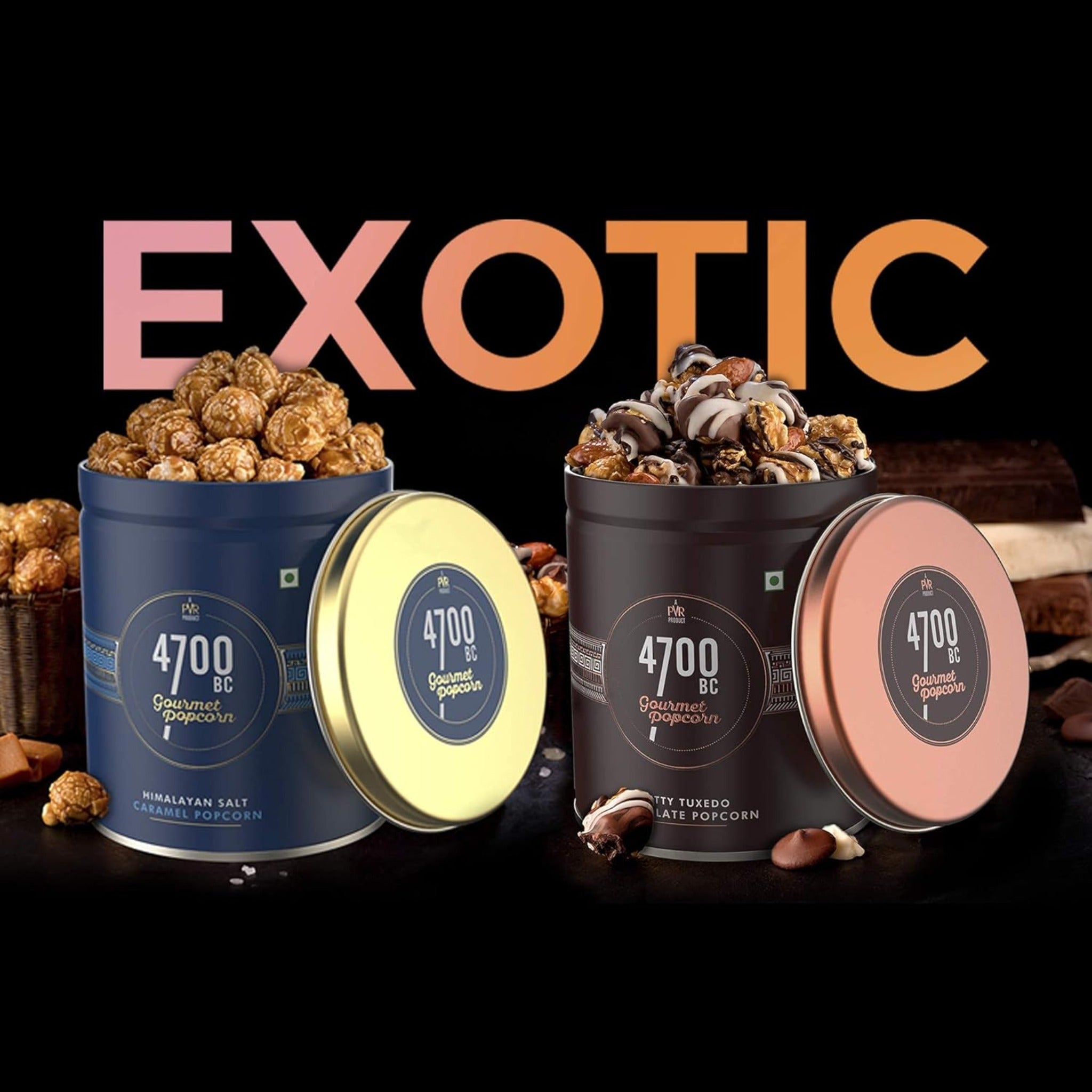 Nutty Tuxedo Chocolate Popcorn & Himalayan Salt Caramel Popcorn (Combo Pack, 2 Tins)