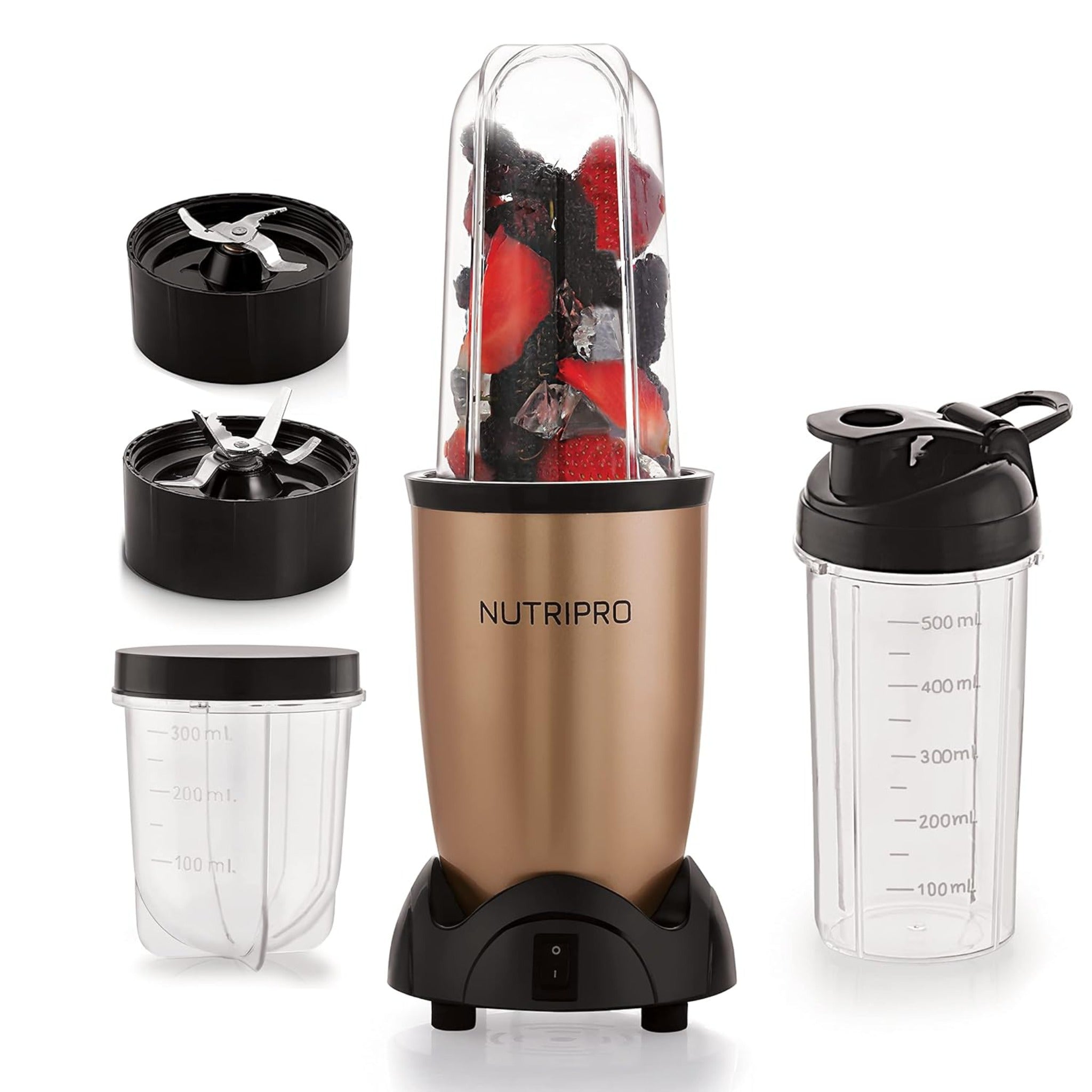 NutriPro Juicer Mixer Grinder - Smoothie Maker - 500 Watts (3 Jar, Gold, Silver)