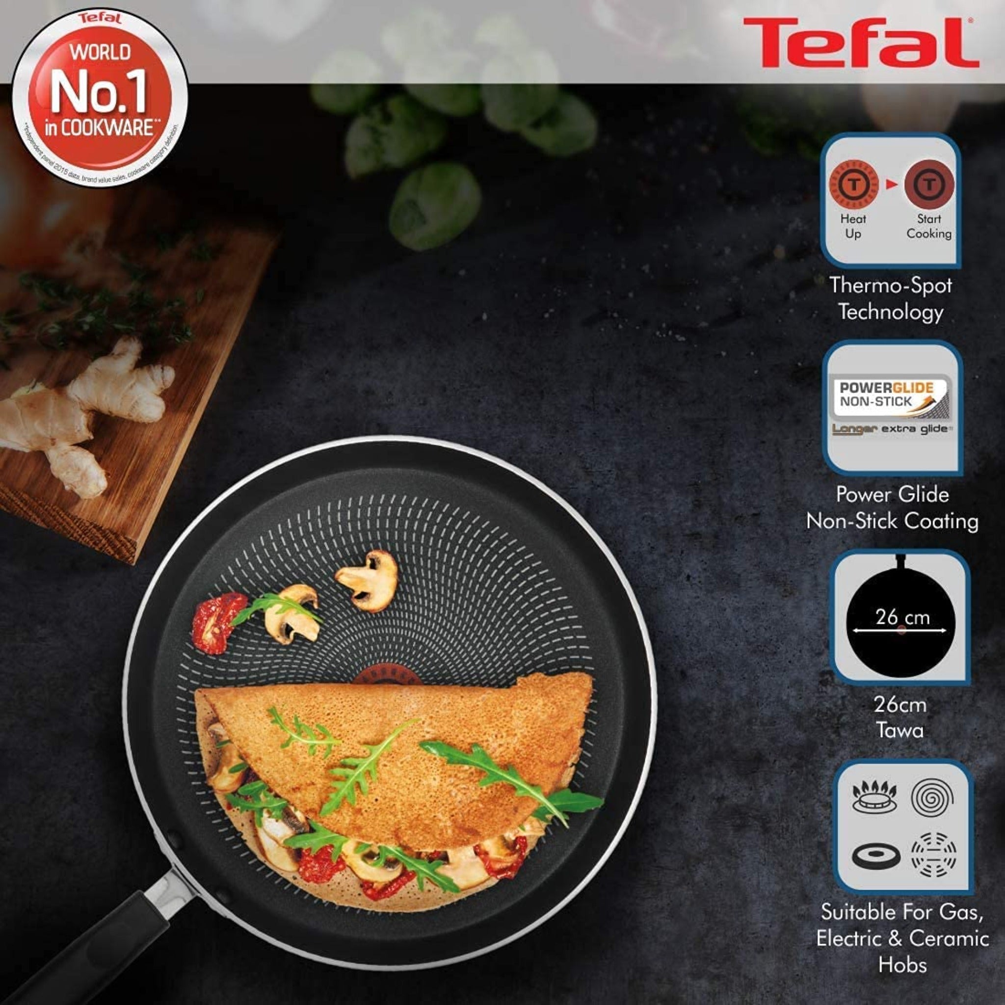 Tefal Tawa 26 Cm Flat Greyish Black Delicia