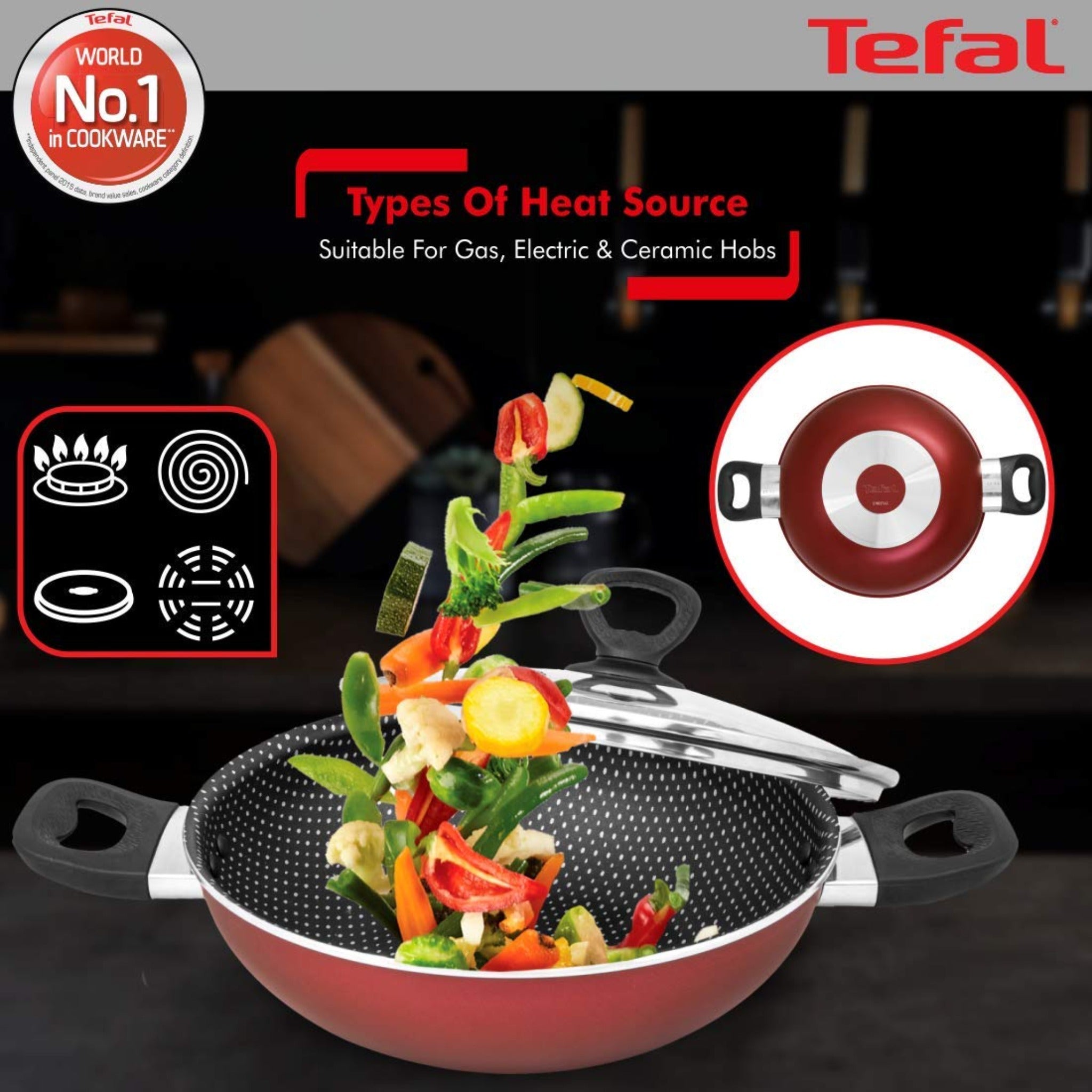 Tefal Kadai 20 Cm G Lid Rio Red Simply Chef