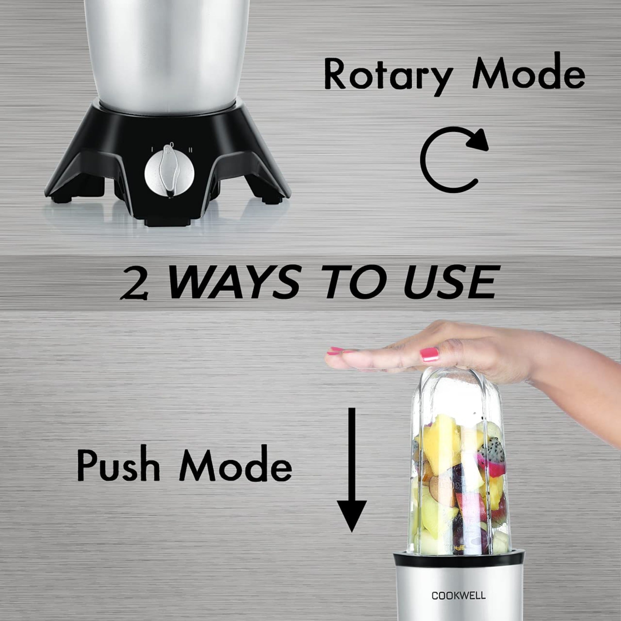 Cookwell Bullet Mixer Grinder 500 watts (3 Jars, 2 Blades)