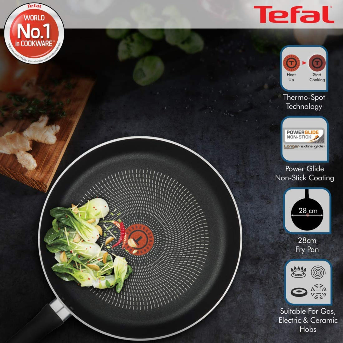 Tefal Fry Pan 28 Cm Greyish Black Delicia