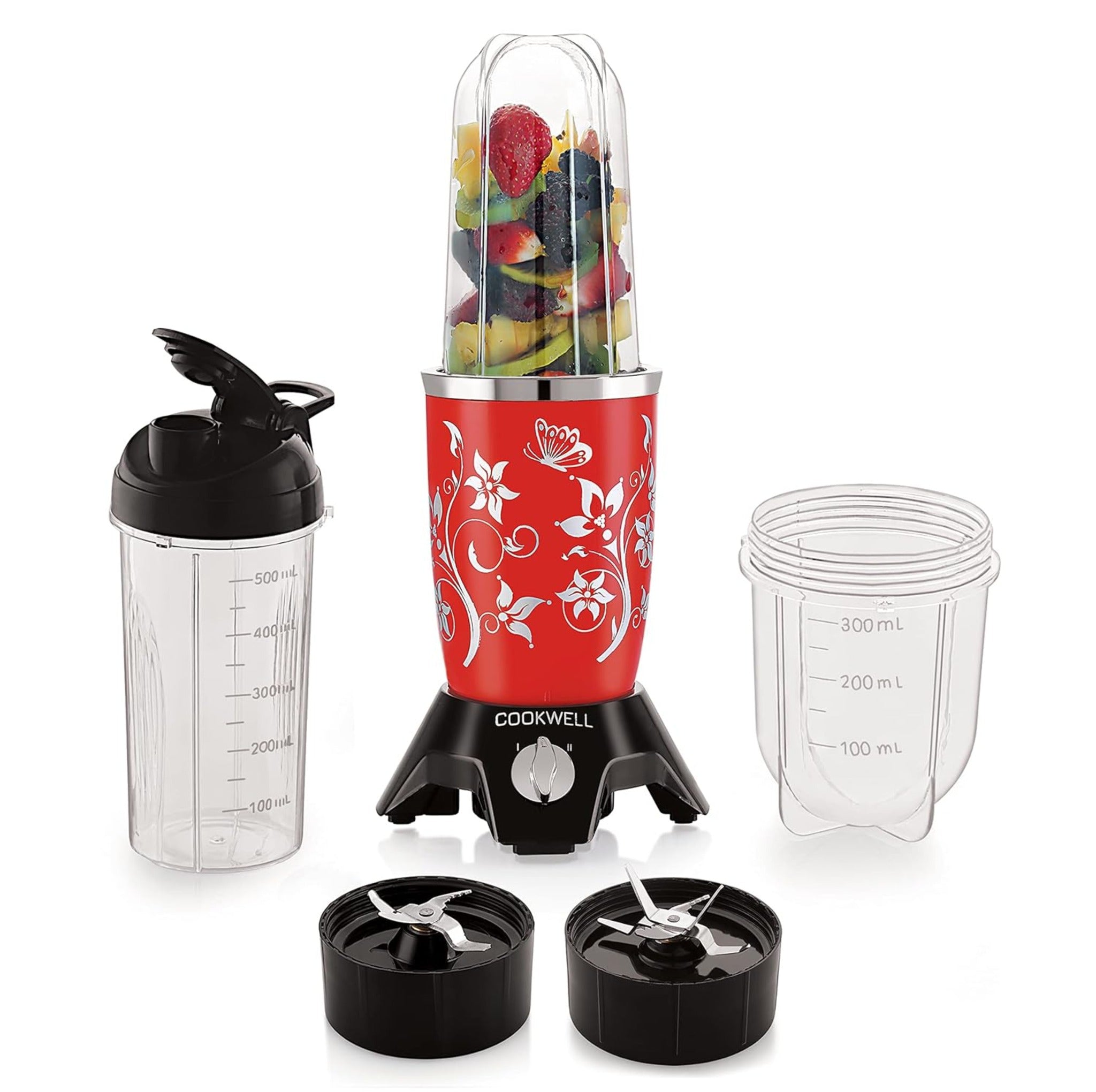 Cookwell Bullet Mixer Grinder 500 watts (3 Jars, 2 Blades)
