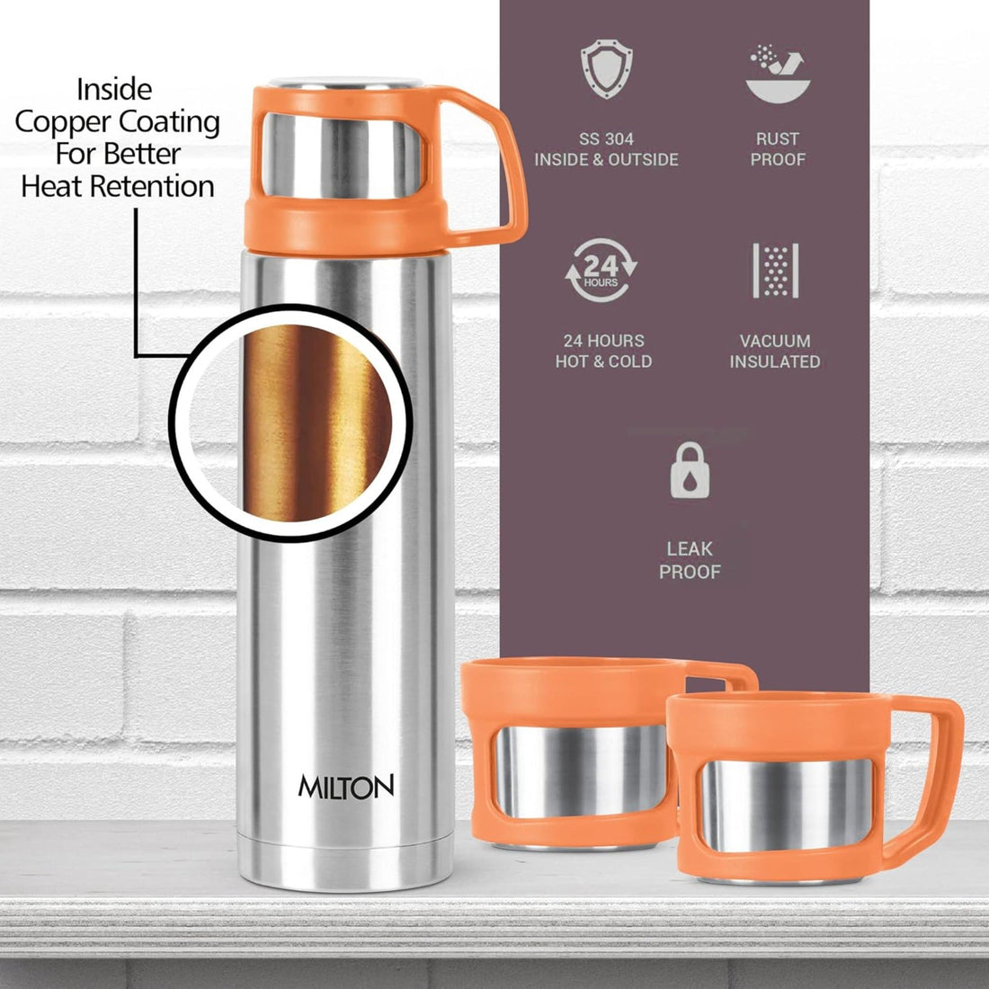 Milton rejoice Gift set-500 ML Flask & 2 mugs