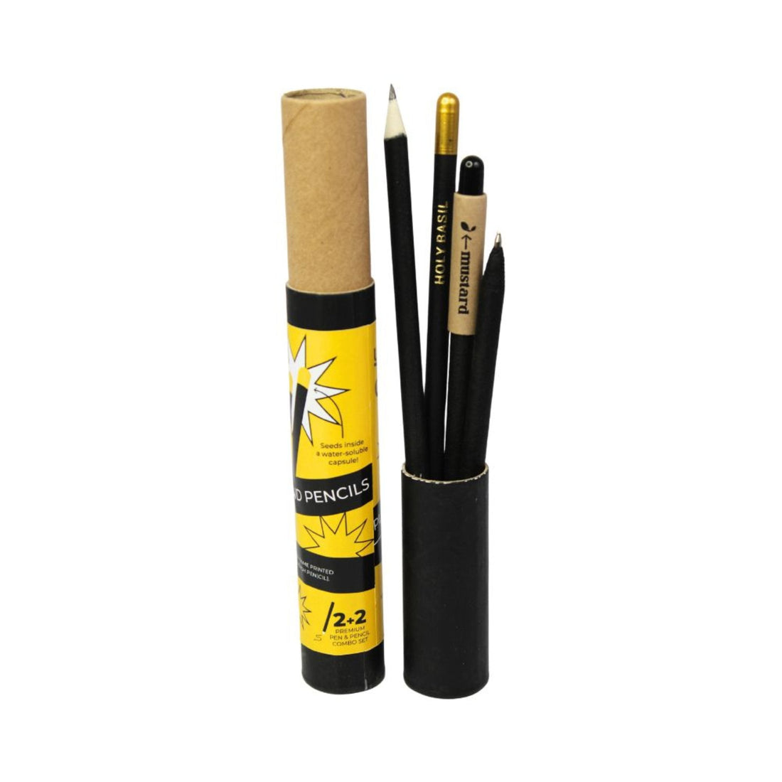Prestige Pro 2+2 Combo Premium Plantable Pen & Pencils ( black Gold )-GZ14-P