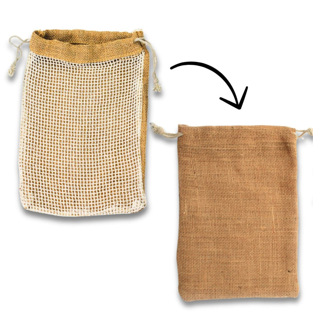 Jute Bag with Cotton Net (7"x10")-JX30