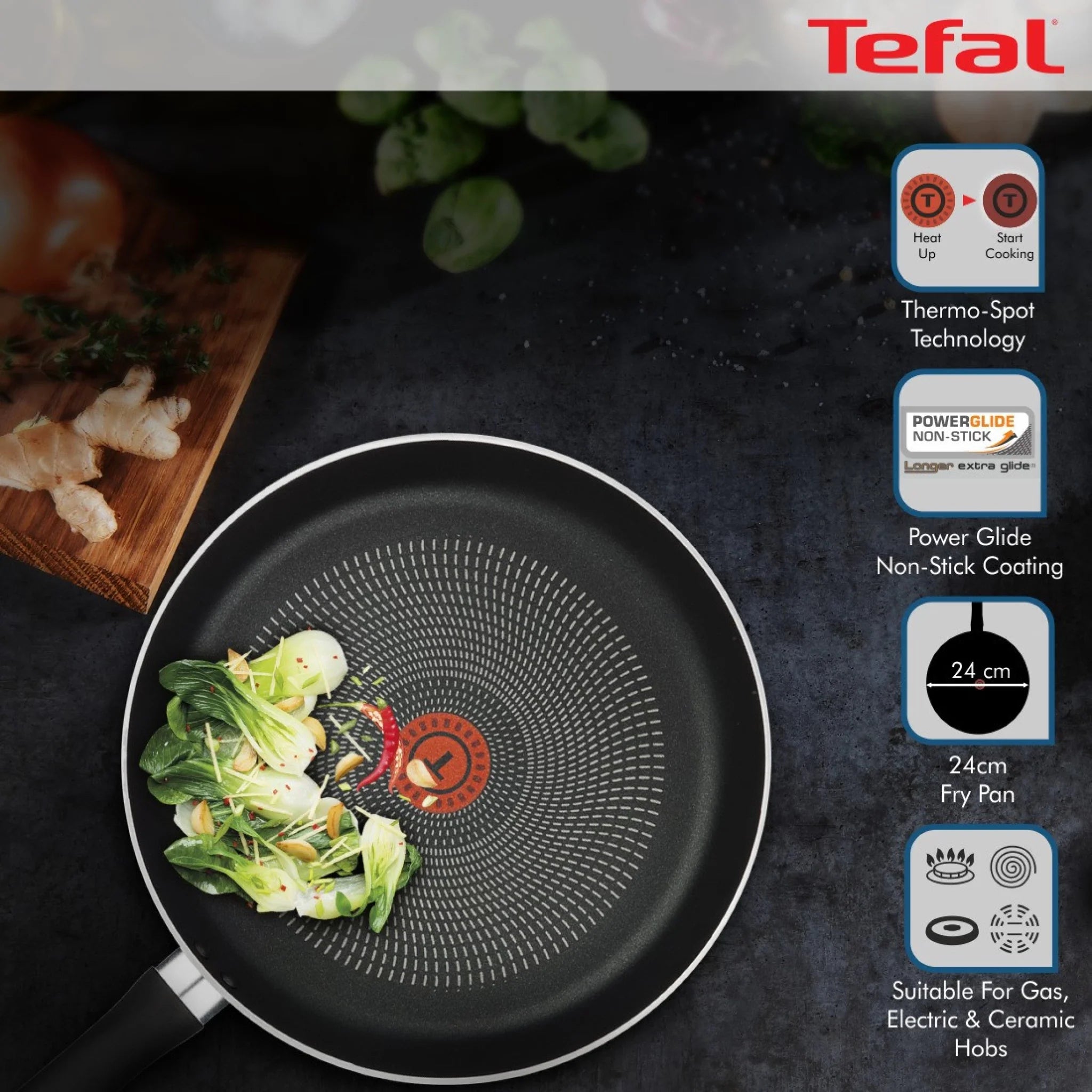 Tefal Fry Pan 24 Cm Greyish Black Delicia