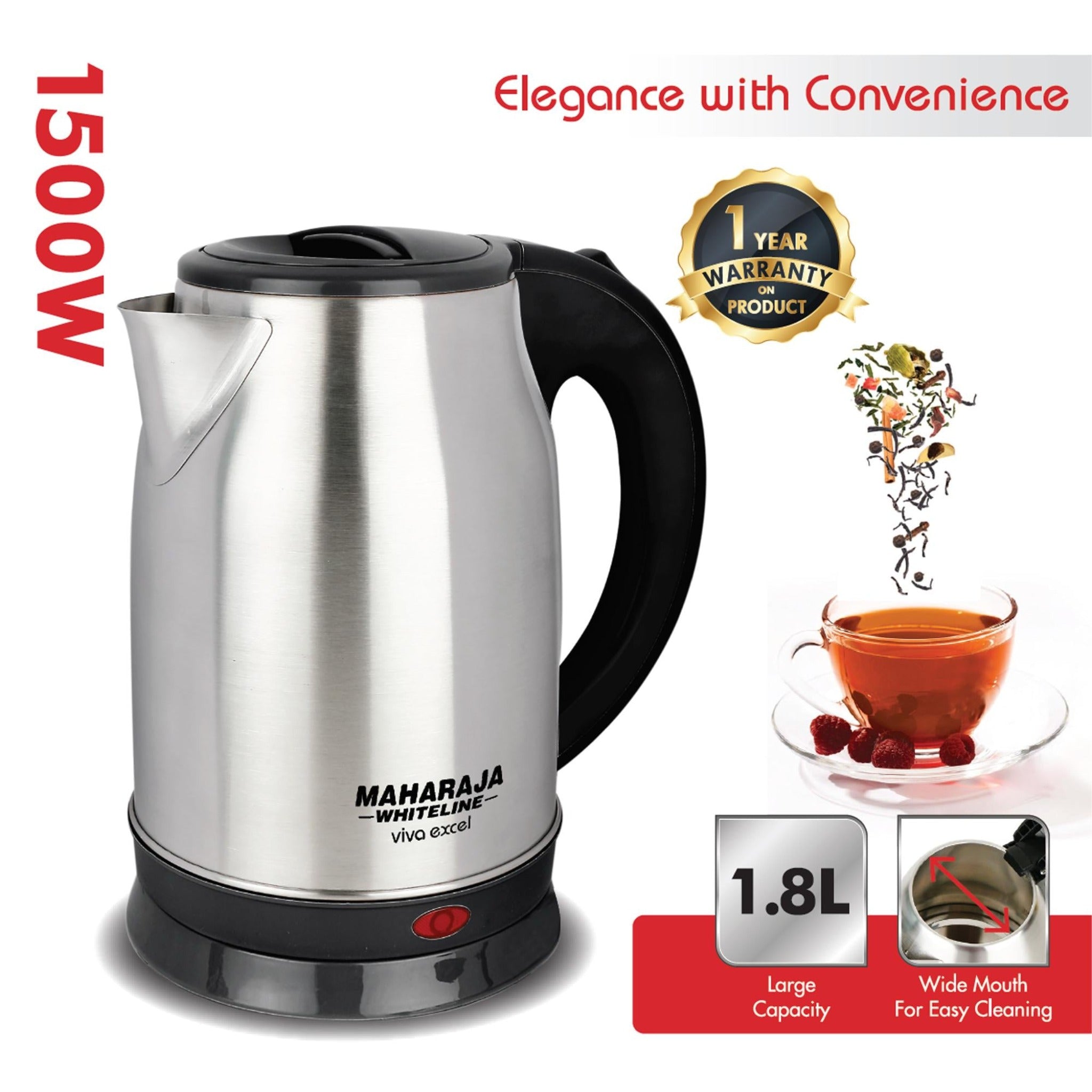 Maharaja Electric Kettle Viva Excel 1.8L (With Bis Plug)