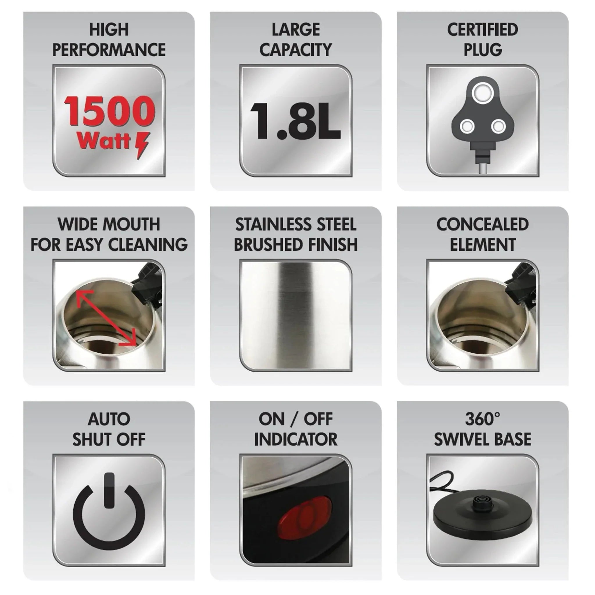 Maharaja Electric Kettle Viva Excel 1.8L (With Bis Plug)