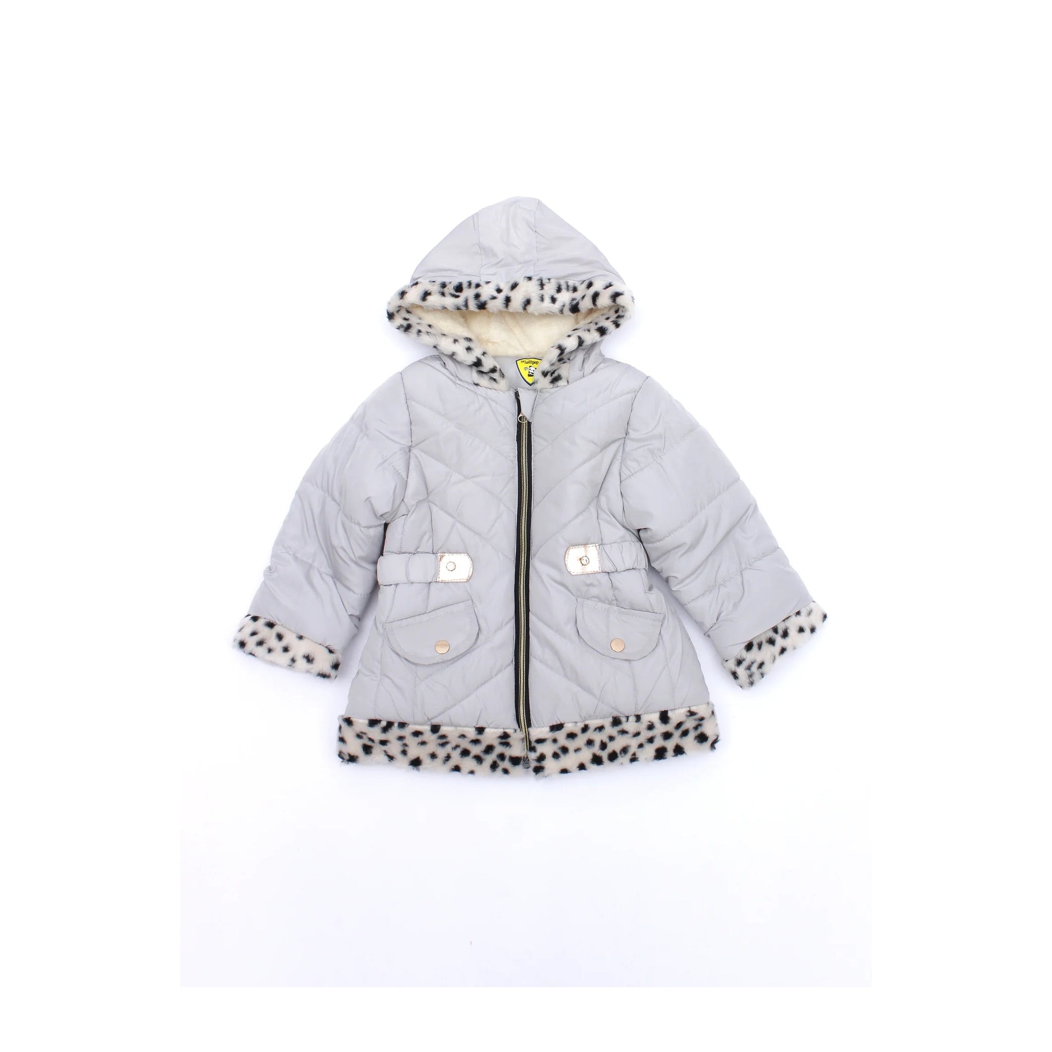 Grey Front-open Hooded Fleece Jacket