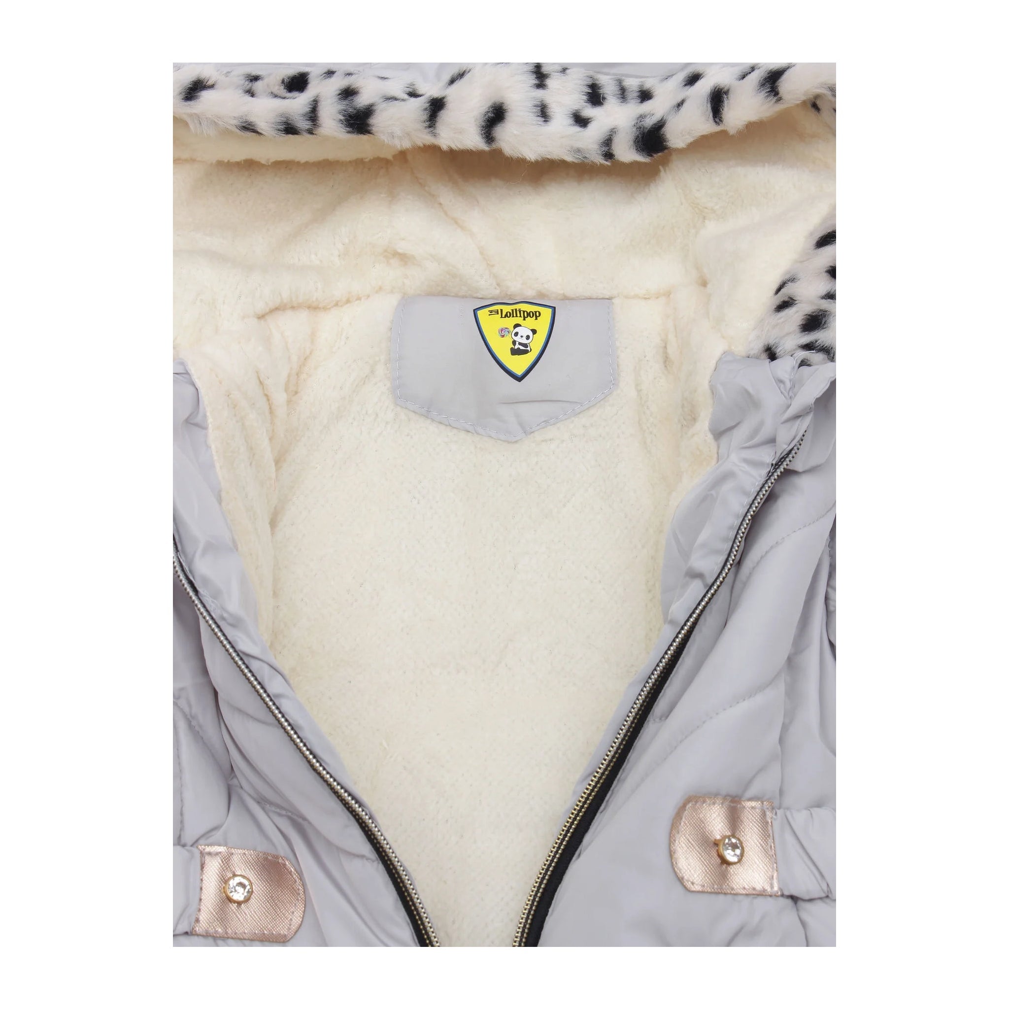 Grey Front-open Hooded Fleece Jacket