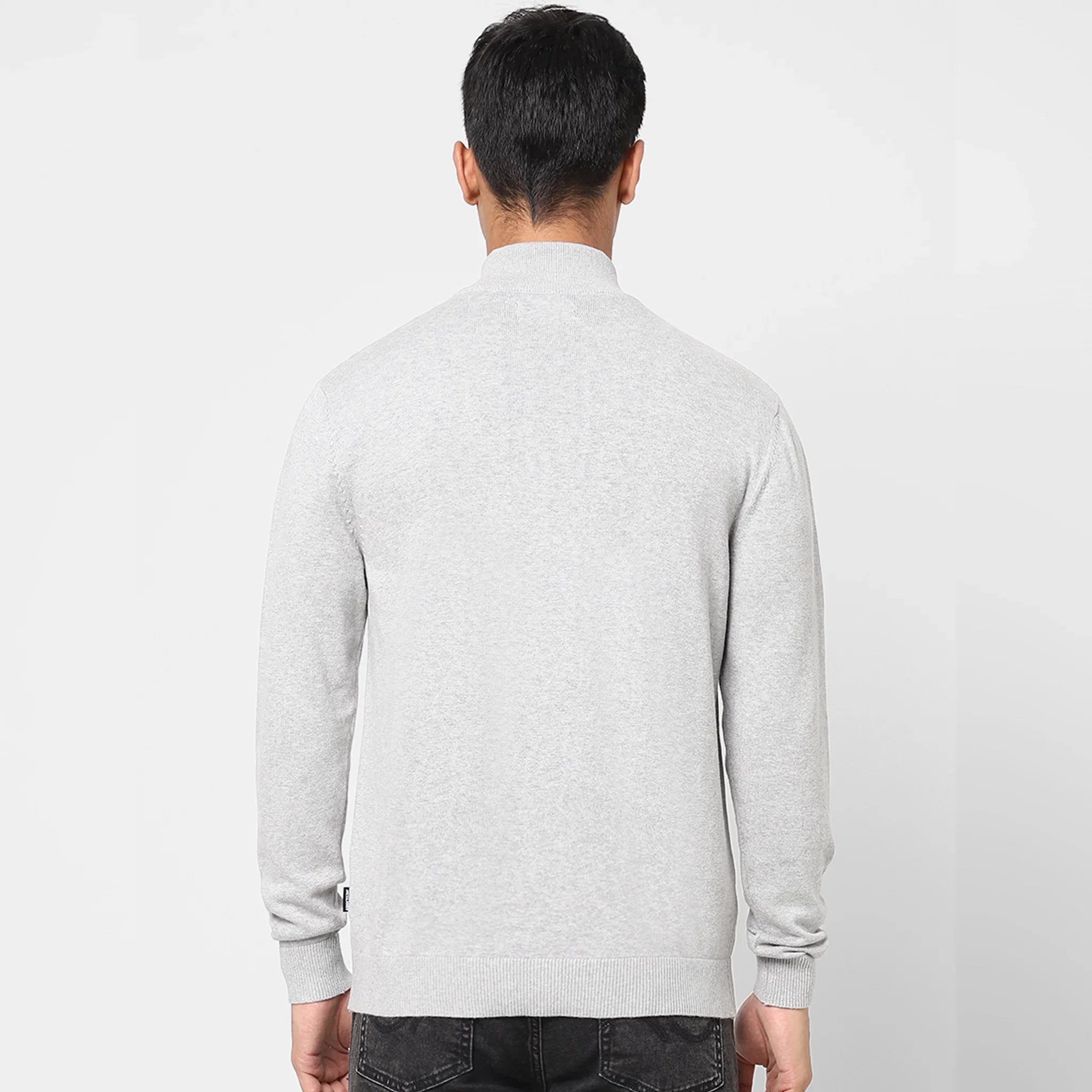 Grey High Neck Cardigan