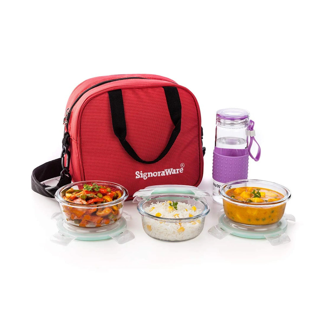 Signoraware Sling Glass Lunch Box With Glass Bottle
