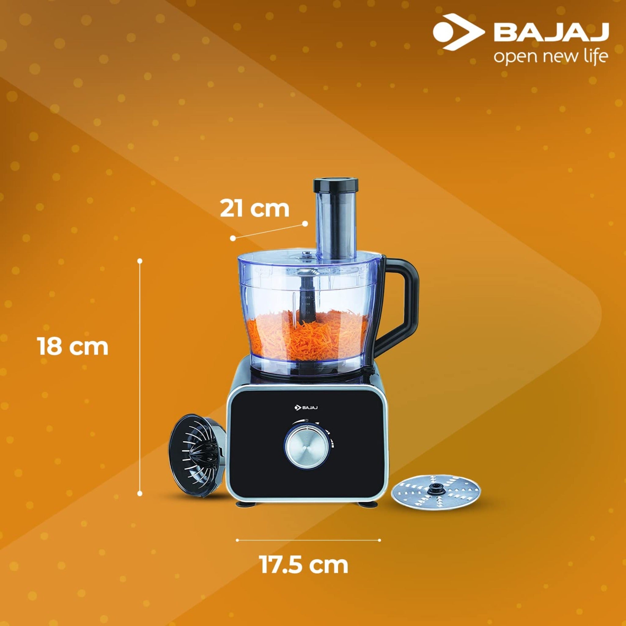 Bajaj FX-1000 DLX 1000 Watts Food Processor and Mixer Grinder with 9 attachments