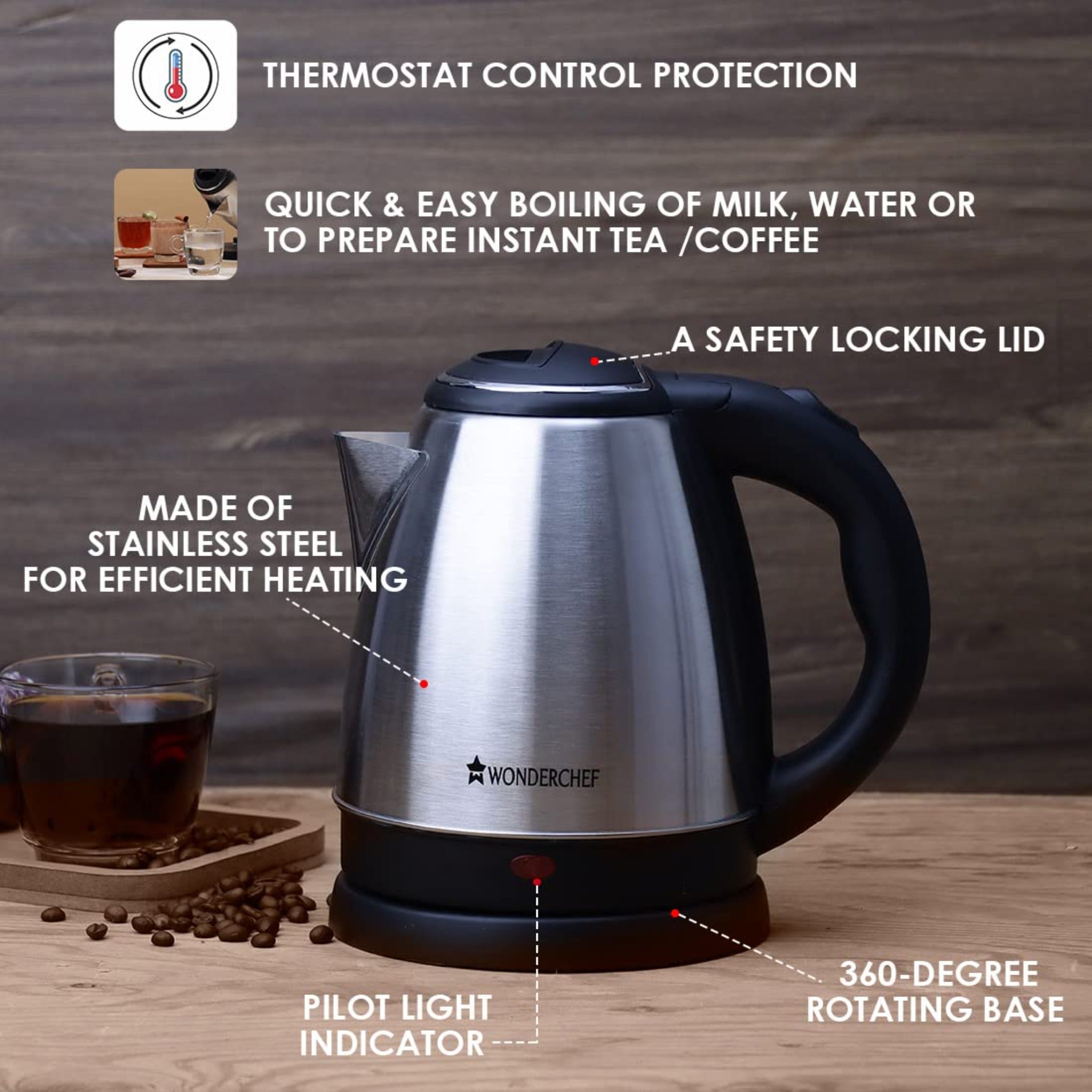 Wonderchef Crescent Electric Kettle 1.5 L