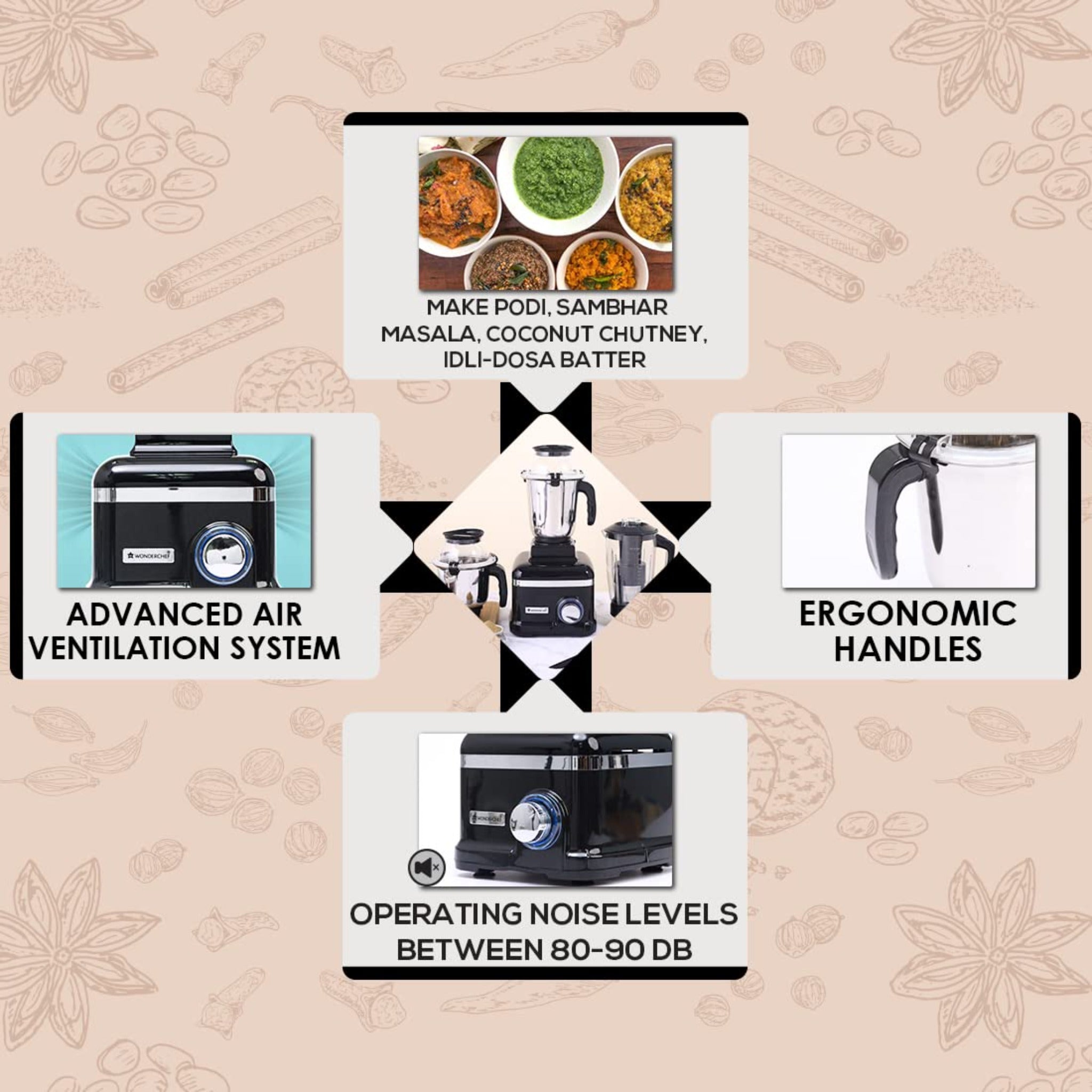 Sumo Black Mixer Grinder Dlx 1000 W