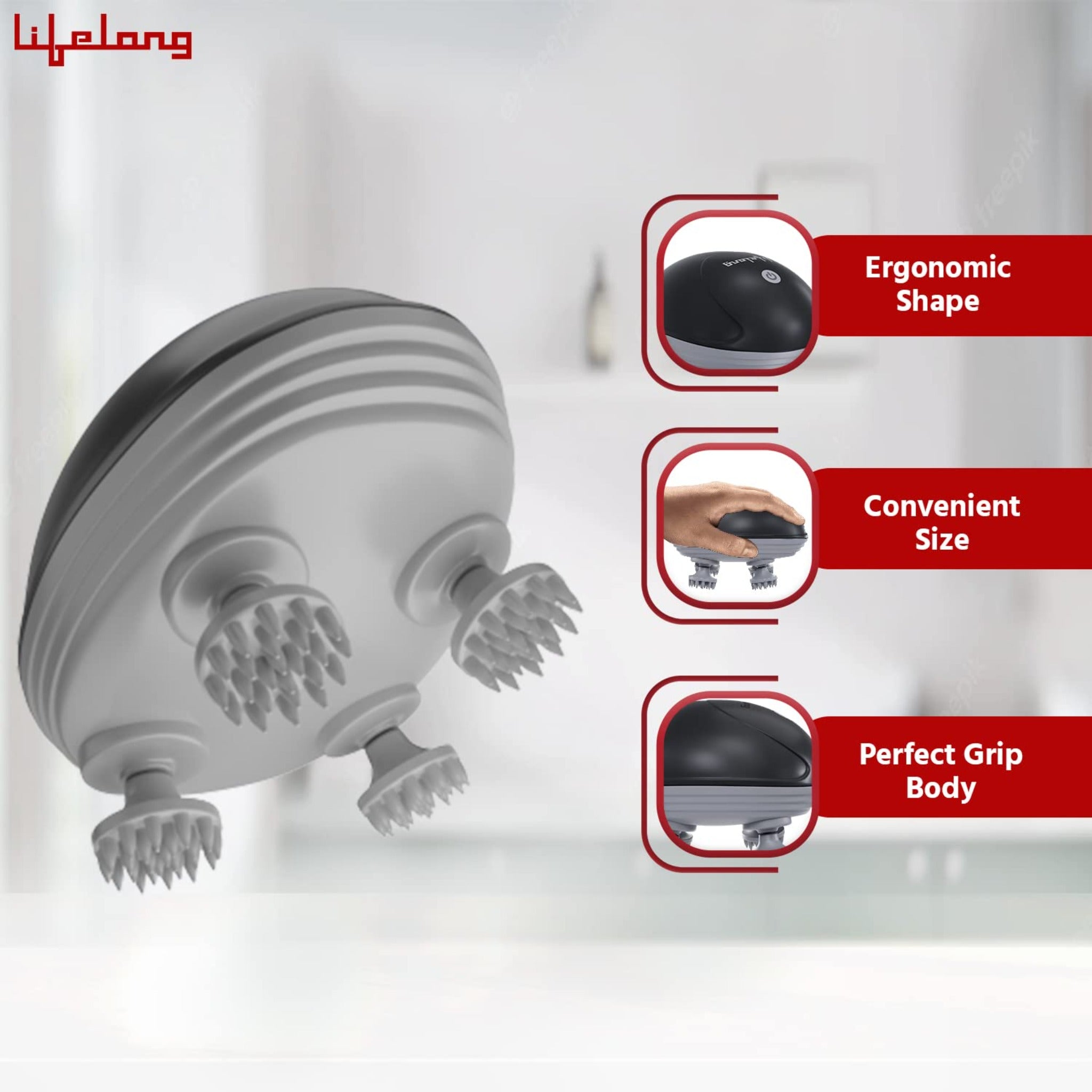 Lifelong Hair Scalp Rechargeable Electric Head Kneading Massager