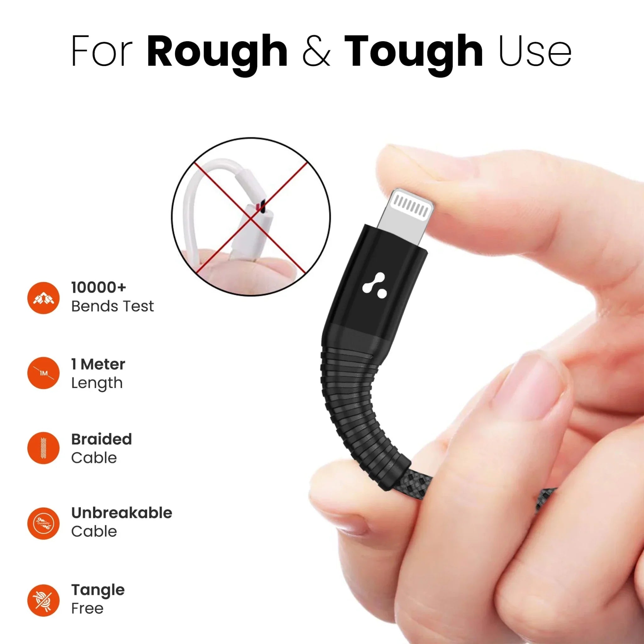 Ambrane Type C to Lightning Cable MFI Certified Braided Cable (1.0M) - AMC-10