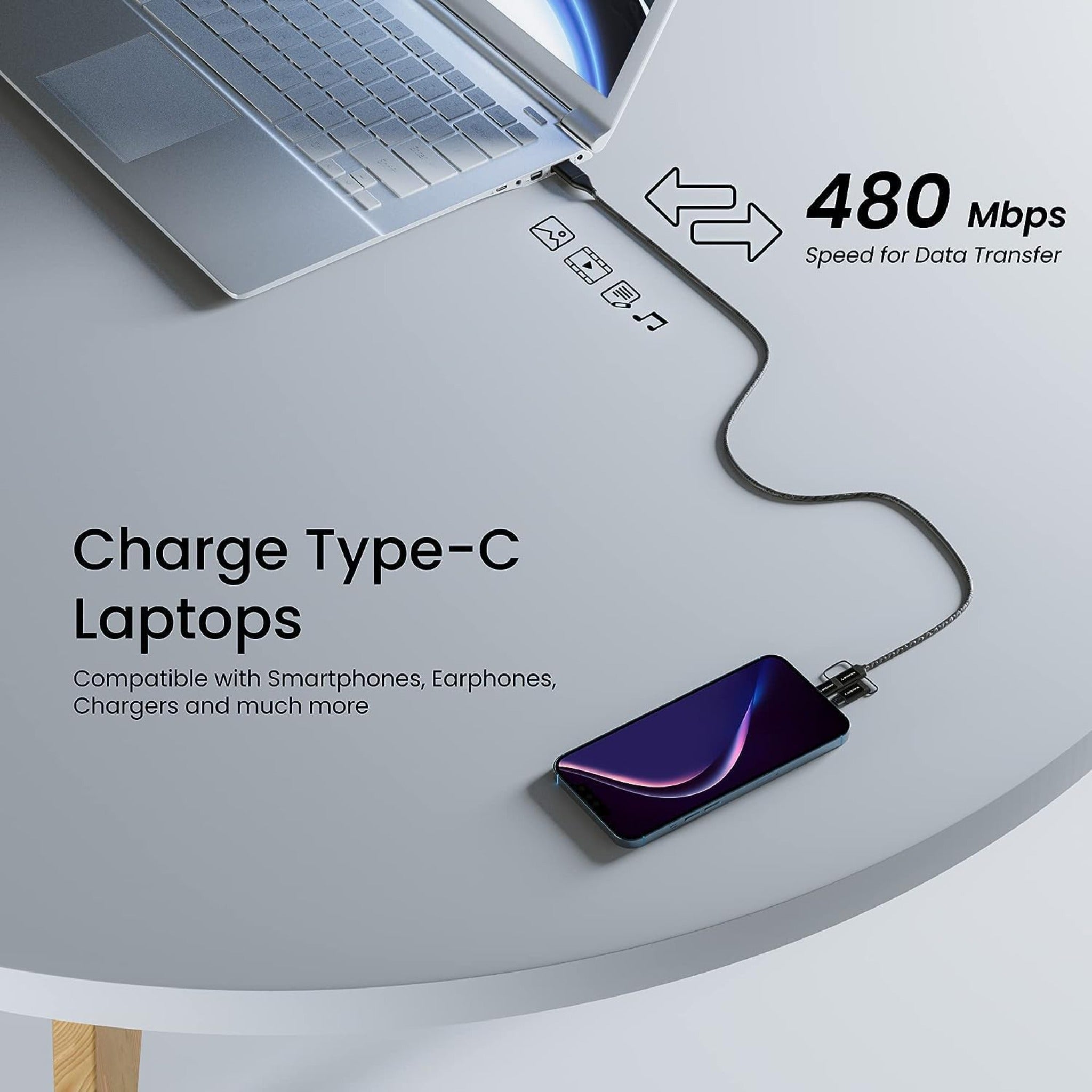 Ambrane 6-in-1 Cable (60W Max) - Hexa - 15