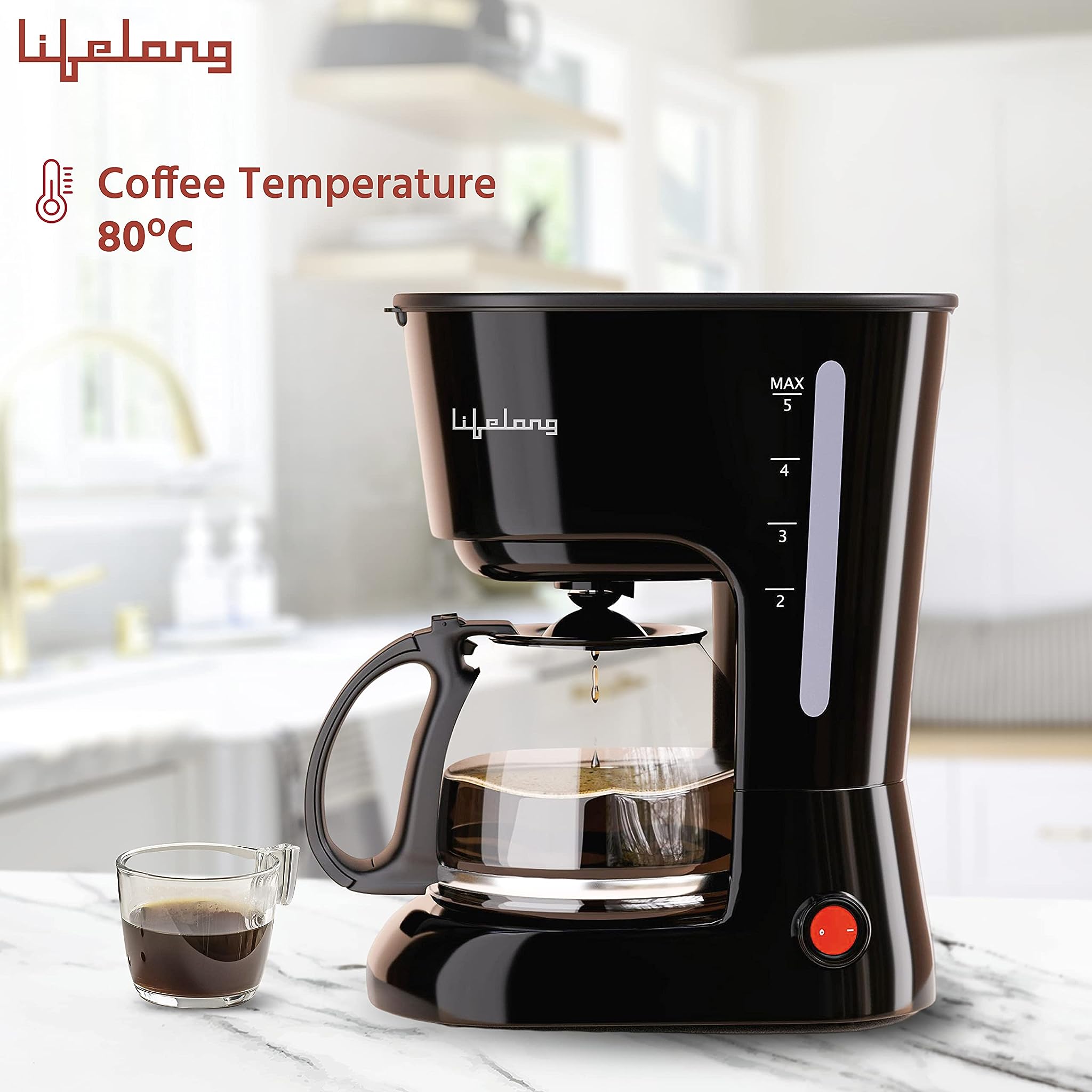 Lifelong Llcmk01 Caffe Drip Coffee Maker With Borosilicate Carafe