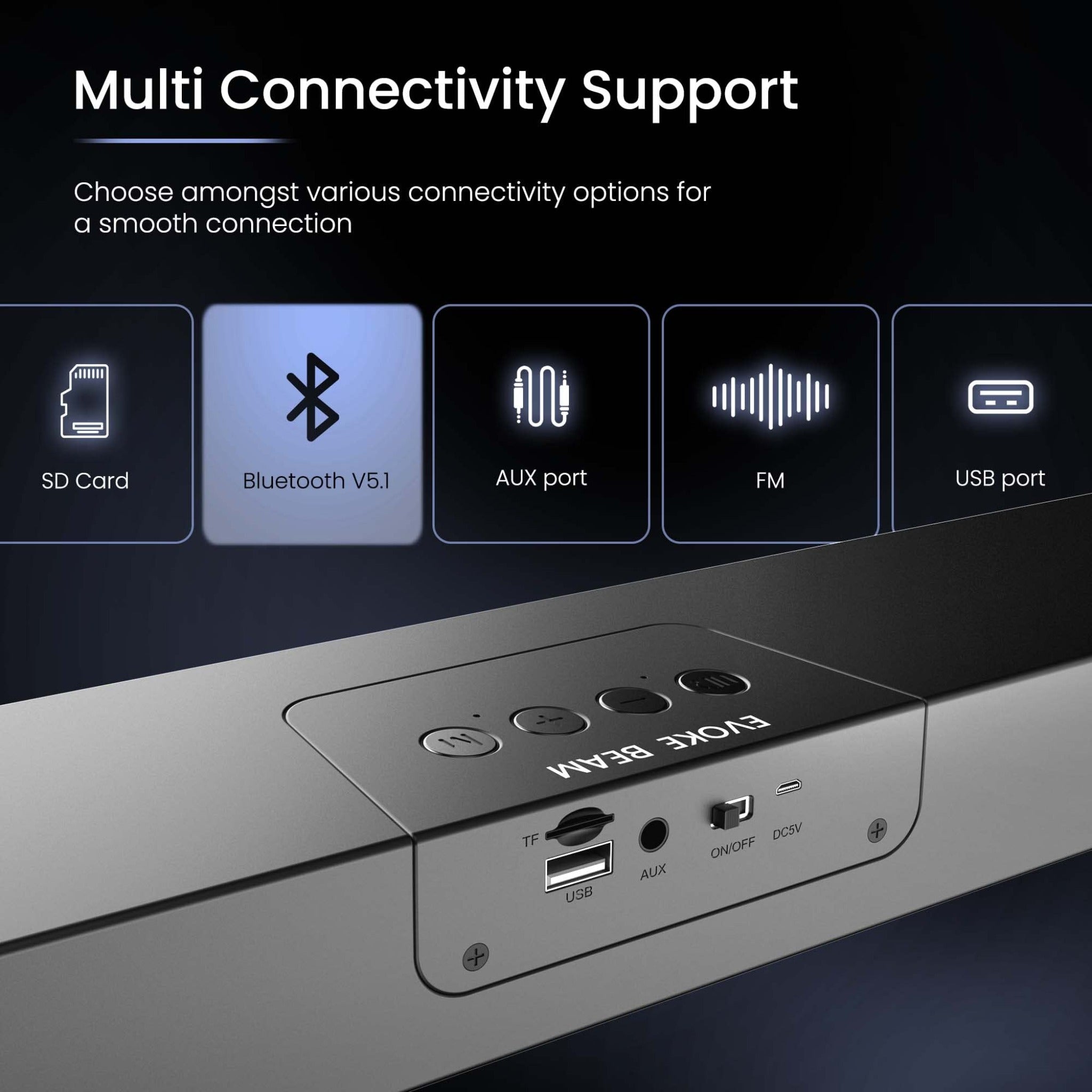 Ambrane Evoke Beam Black Bluetooth Speaker