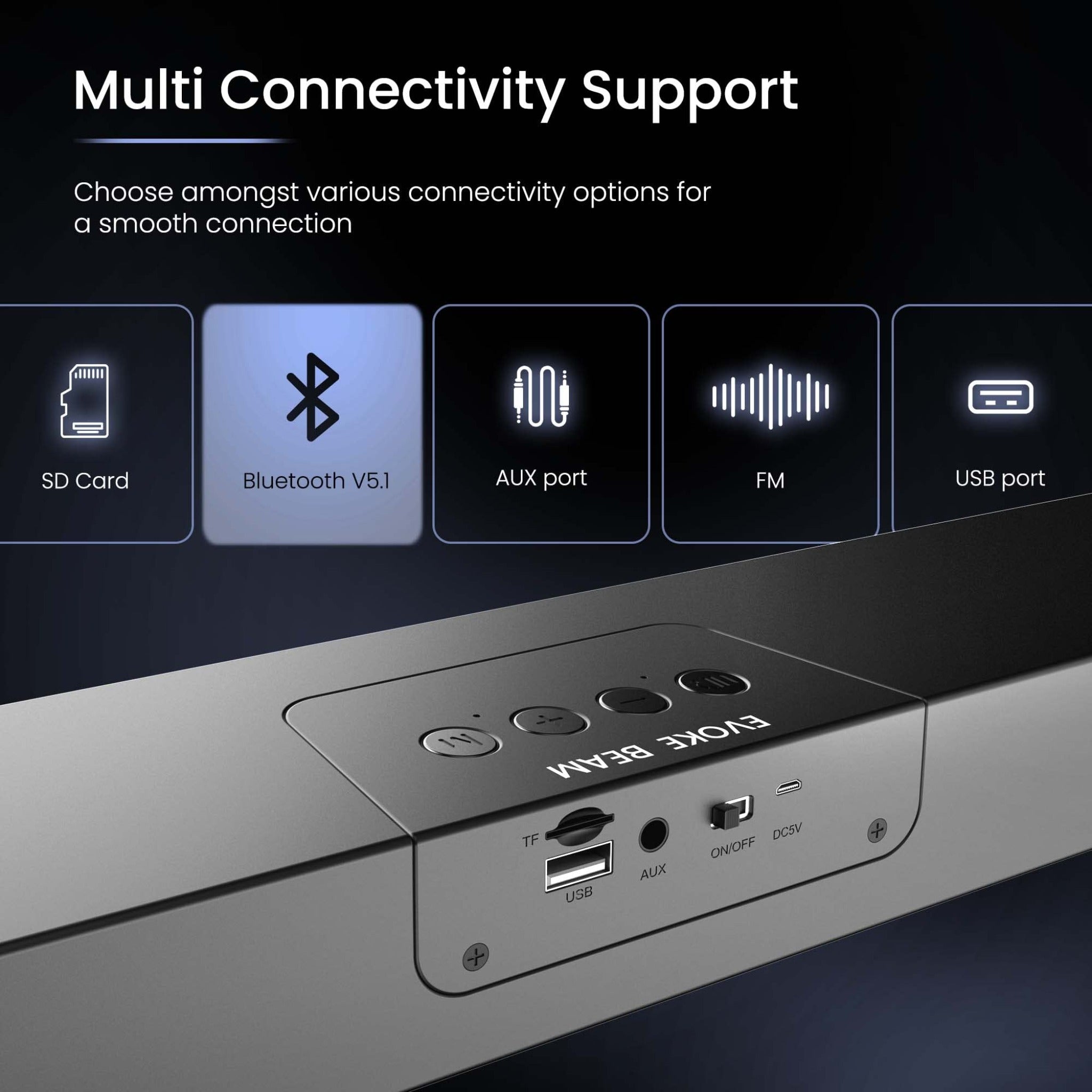 Ambrane 10W BoostedBass™ Bluetooth Speaker with 8hrs Playtime - Evoke Beam