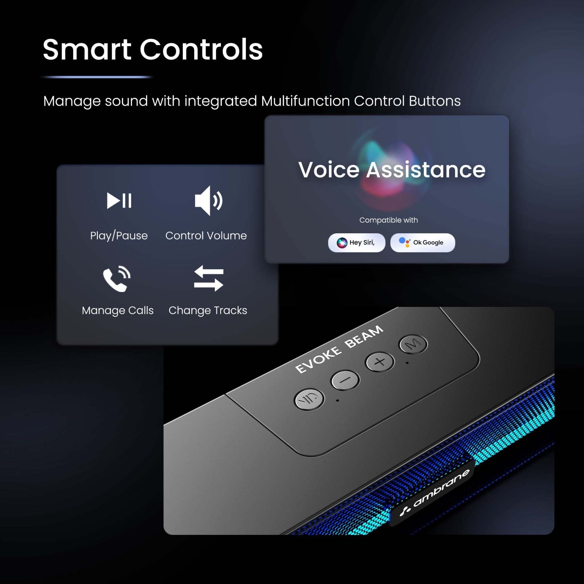 Ambrane Evoke Beam Black Bluetooth Speaker