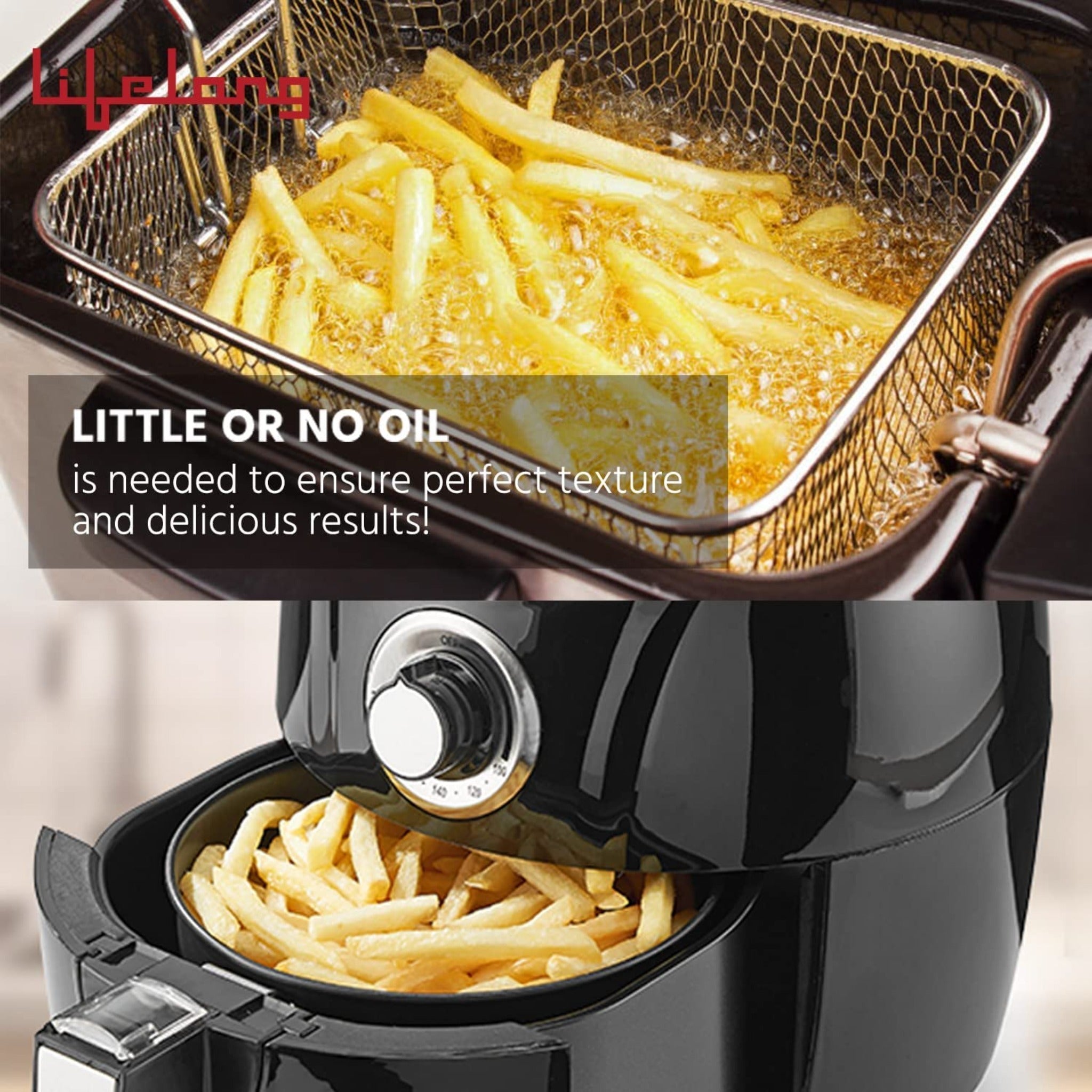 Lifelong 2.5L Air Fryer With Timer Control And Hot Air Circulation Technology