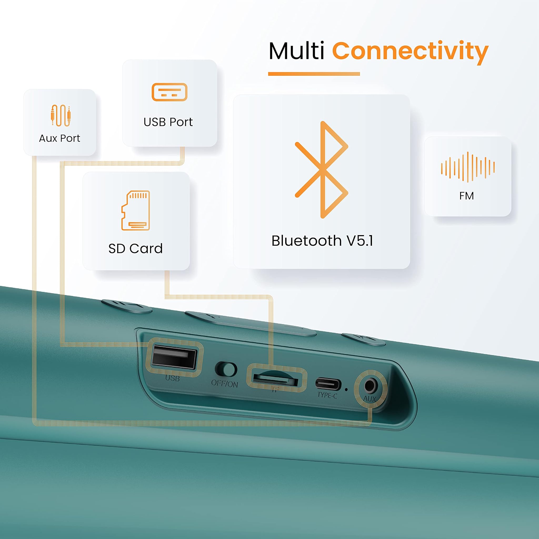Ambrane BT sounds with 16W BoostedBass™ and 51mm dynamic drivers - Evoke Beam