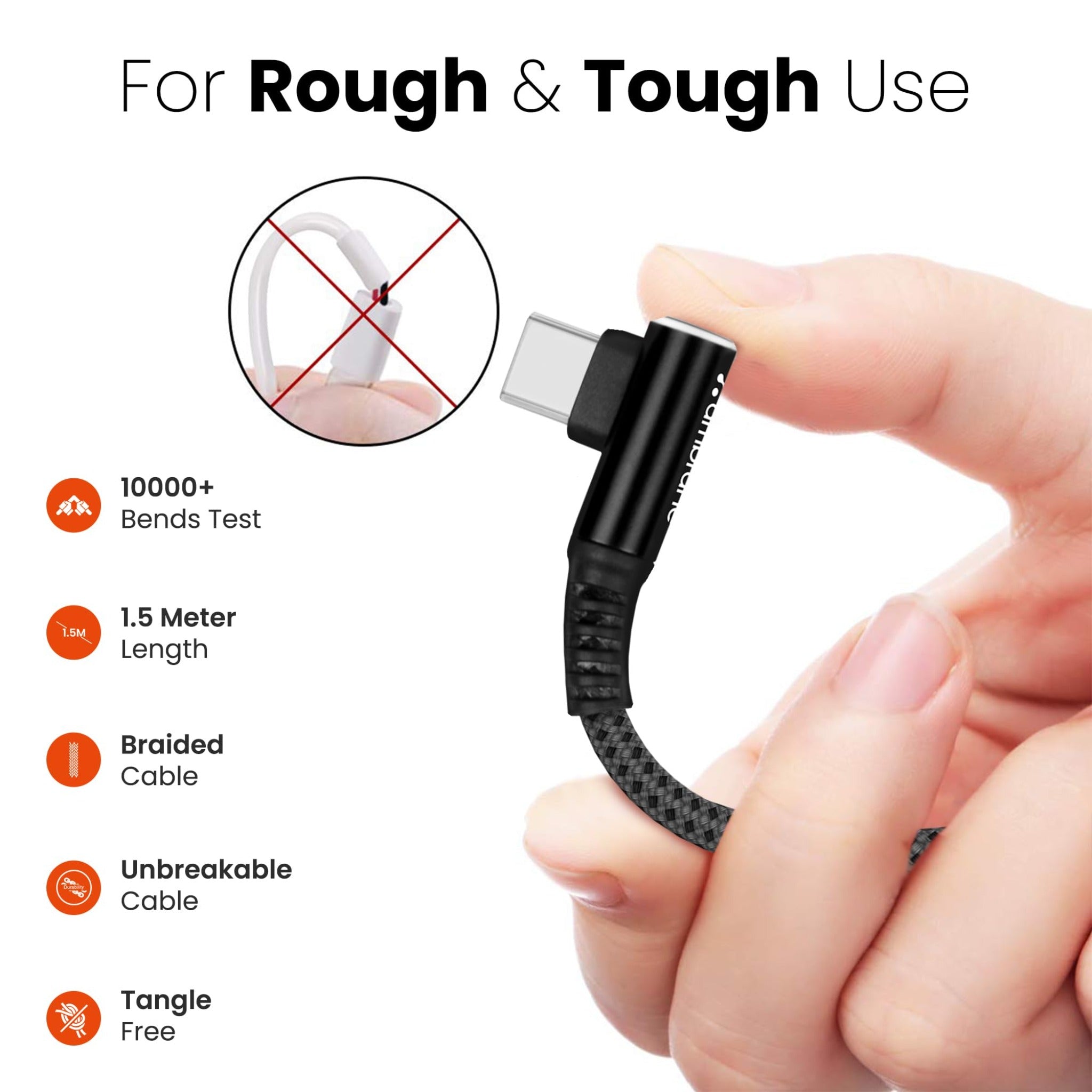 Ambrane 2 in 1 Braided Cable (1.5 M) - ABDC-10