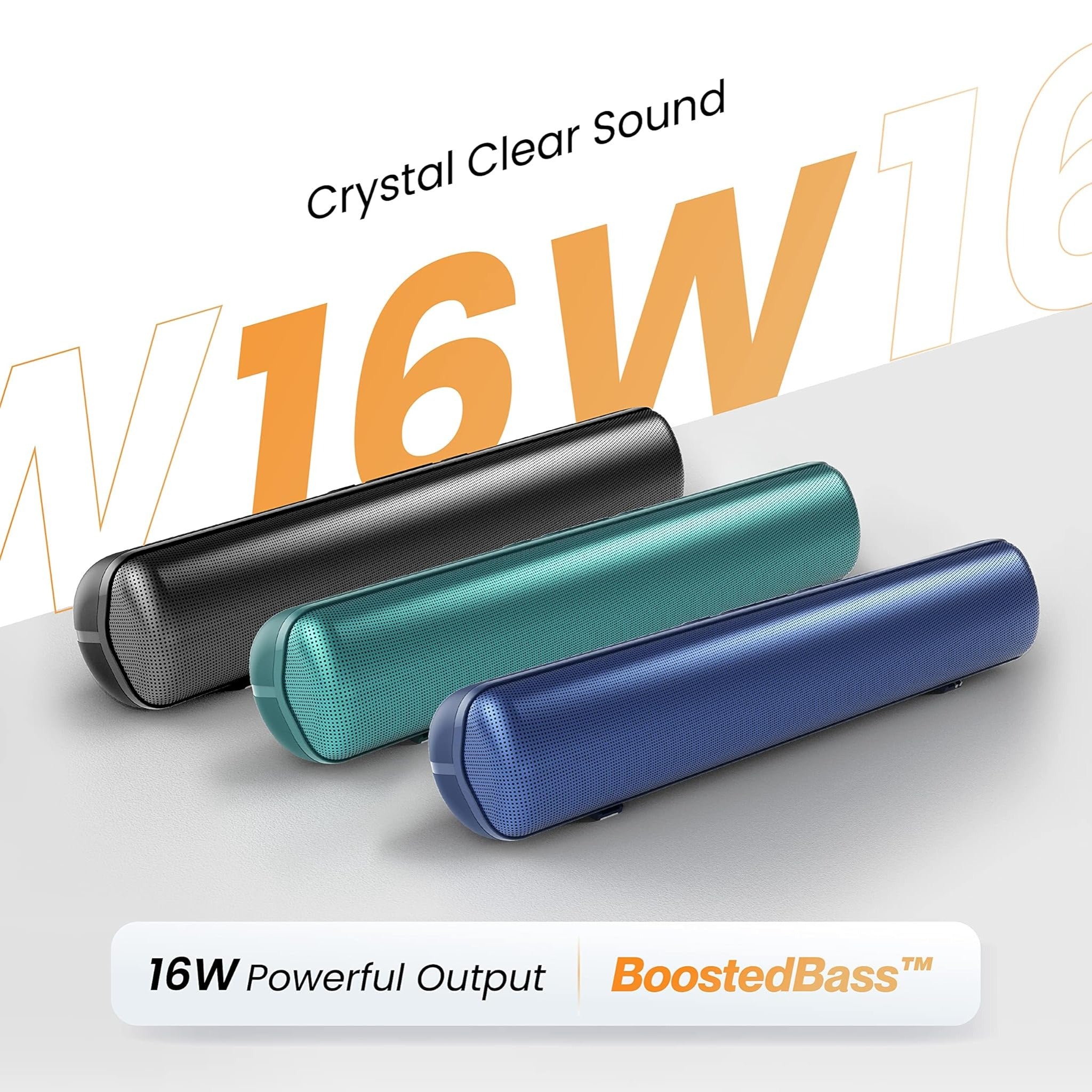 Ambrane BT sounds with 16W BoostedBass™ and 51mm dynamic drivers - Evoke Beam