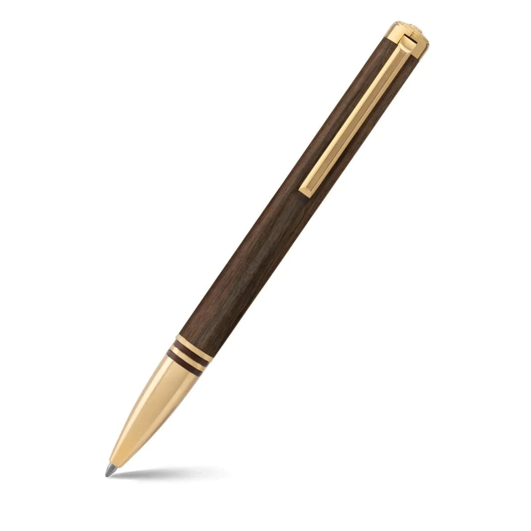 WP33015 -PEN LAPIS BARD TORQUE HICKORY WOOD GOLD TRIM BP