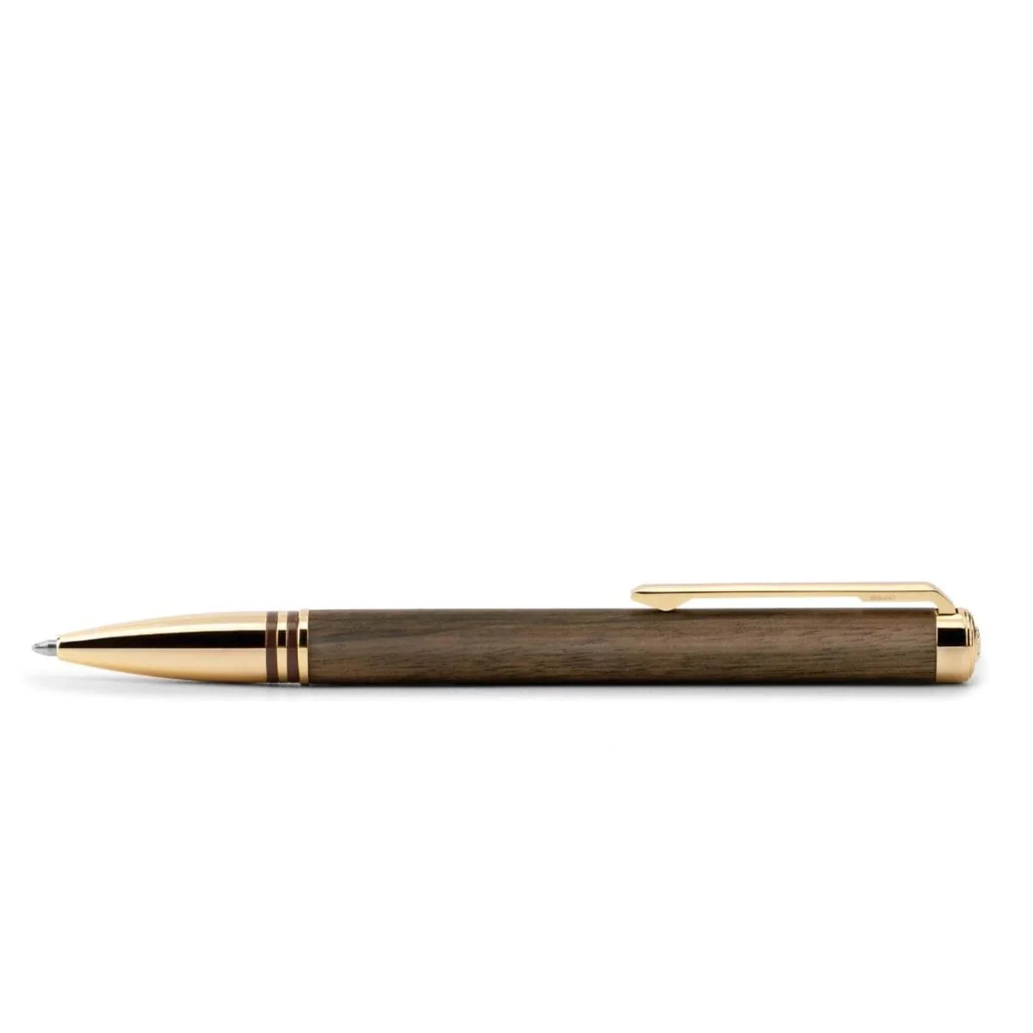 WP33015 -PEN LAPIS BARD TORQUE HICKORY WOOD GOLD TRIM BP