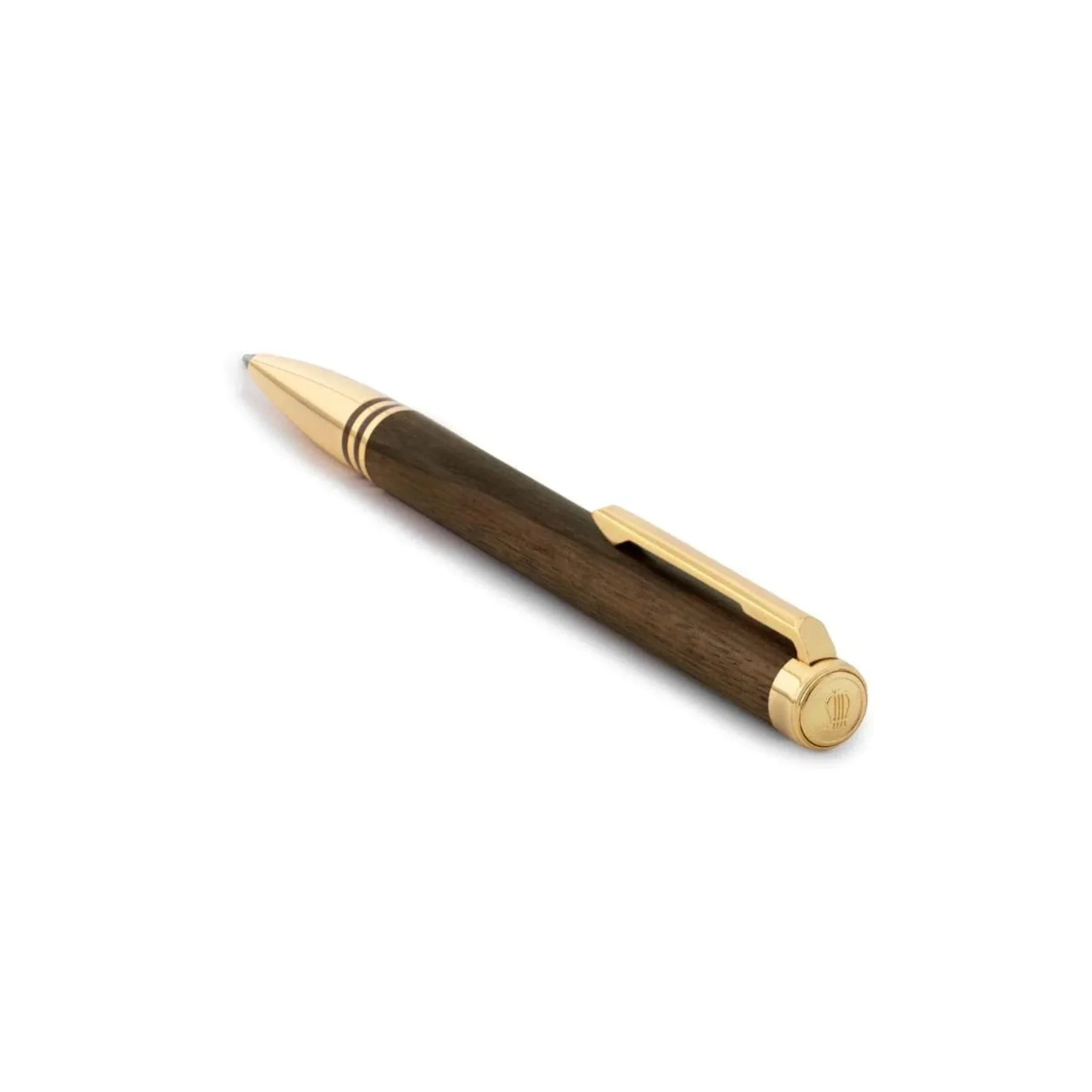 WP33015 -PEN LAPIS BARD TORQUE HICKORY WOOD GOLD TRIM BP