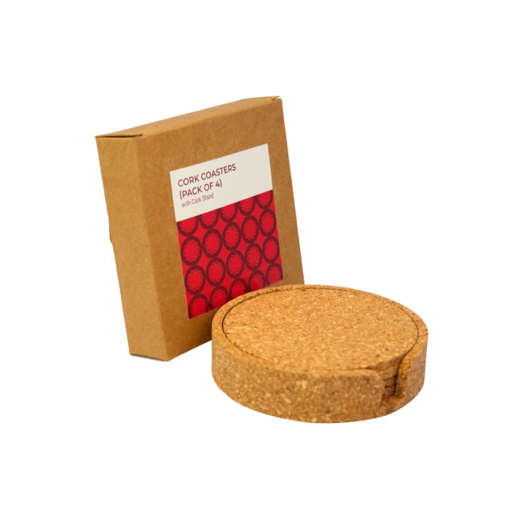 Cork Coasters With Cork Holder-4CK03-CS