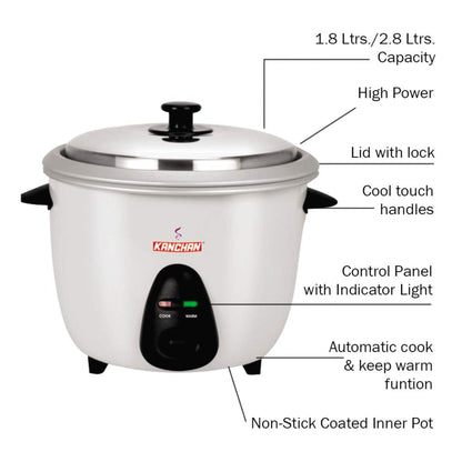 KANCHAN Desire Rice Cooker (Double Bowl) 2.8 Ltr Rice Cooker