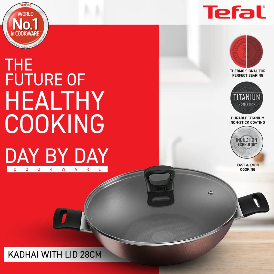 Tefal Kadai 28 Cm + Lid Day By Day