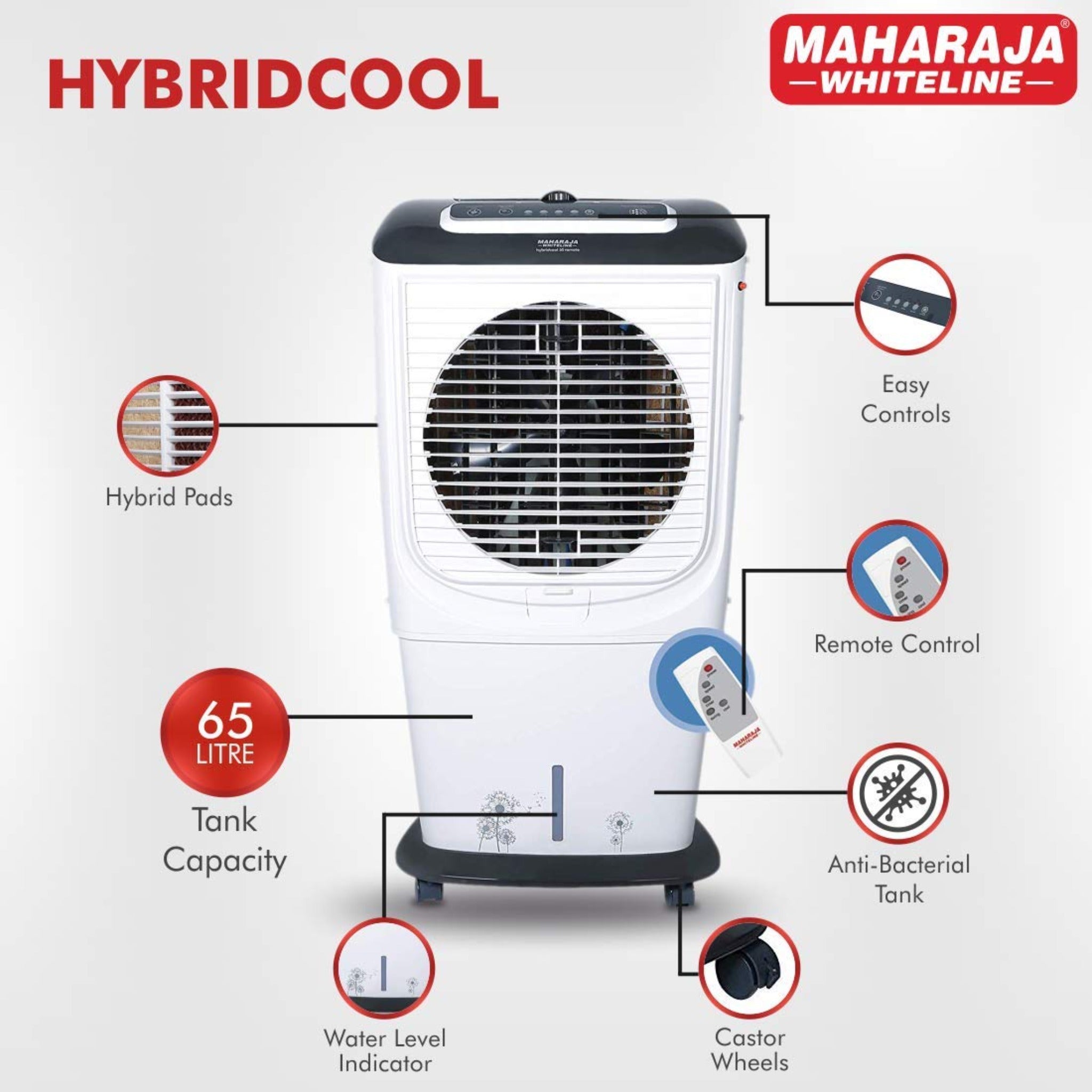 Maharaja Air Cooler Hybridcool 65 Ltr Remote