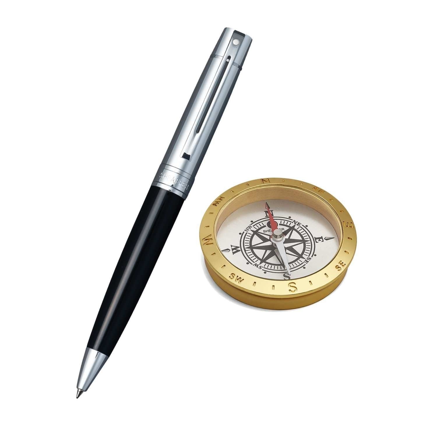 Sheaffer Black Barrel Pen With Desk Compass