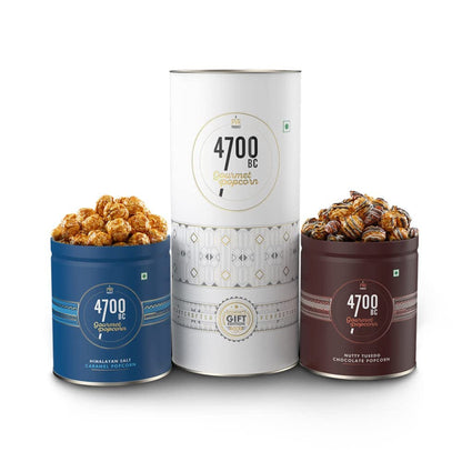 Nutty Tuxedo Chocolate Popcorn &amp; Himalayan Salt Caramel Popcorn (Combo Pack, 2 Tins)