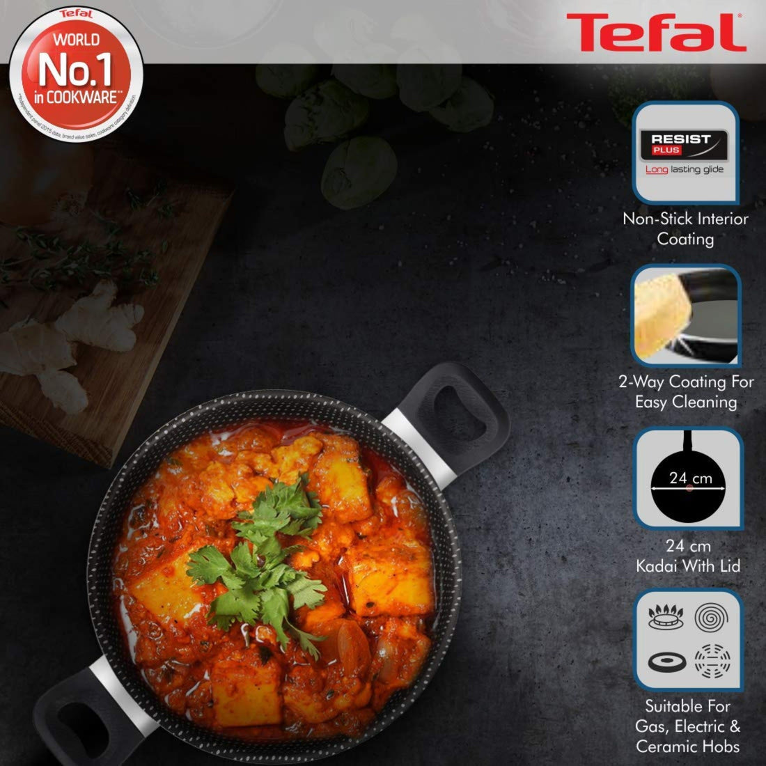 Tefal Kadai 24 Cm G Lid Rio Red Simply Chef