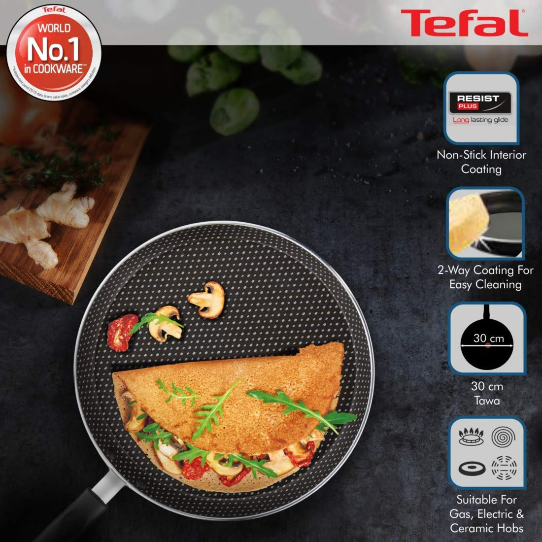 Tefal Tawa 30 Cm Flat Rio Red Simply Chef